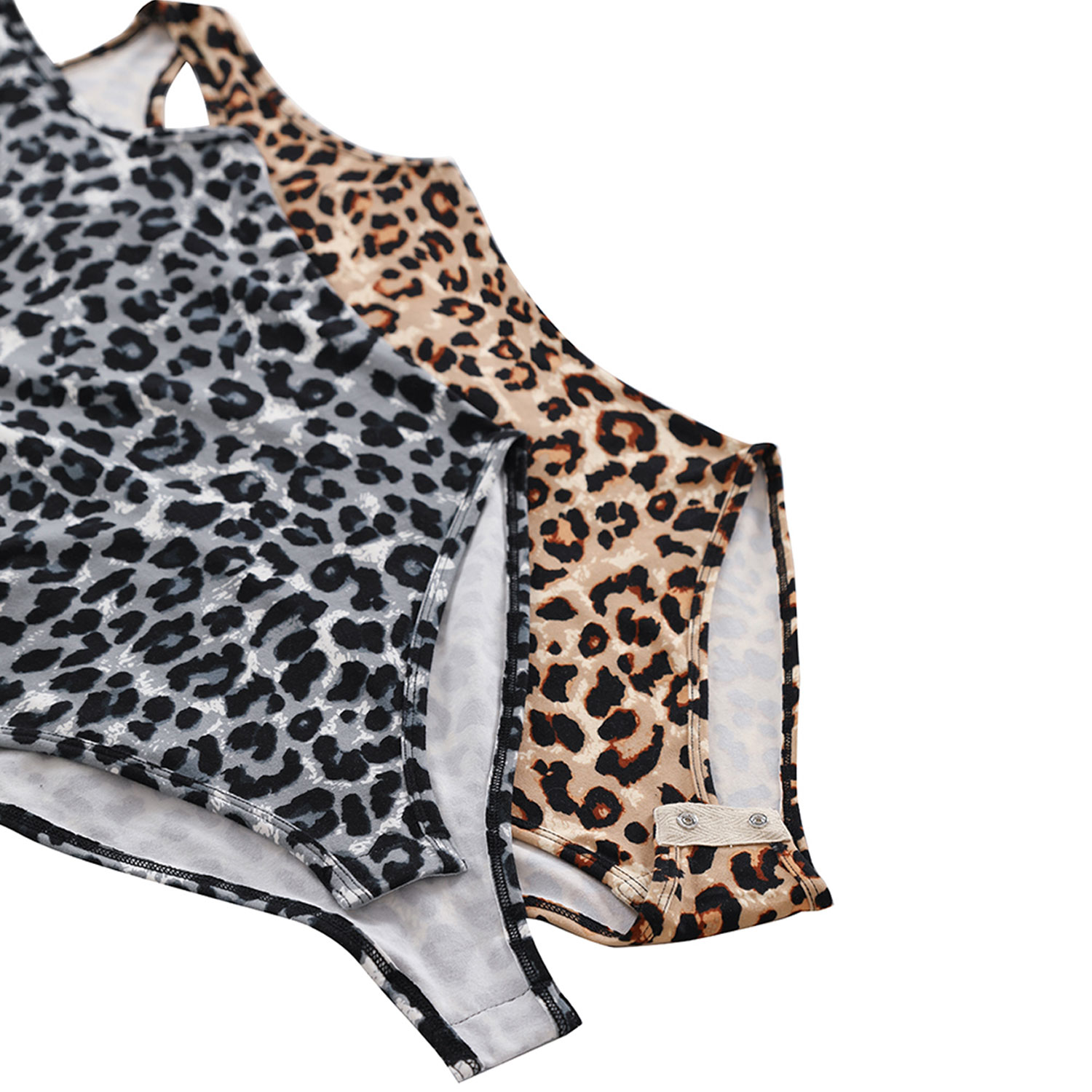 Leopard Print Racer Back Tank Bodysuit