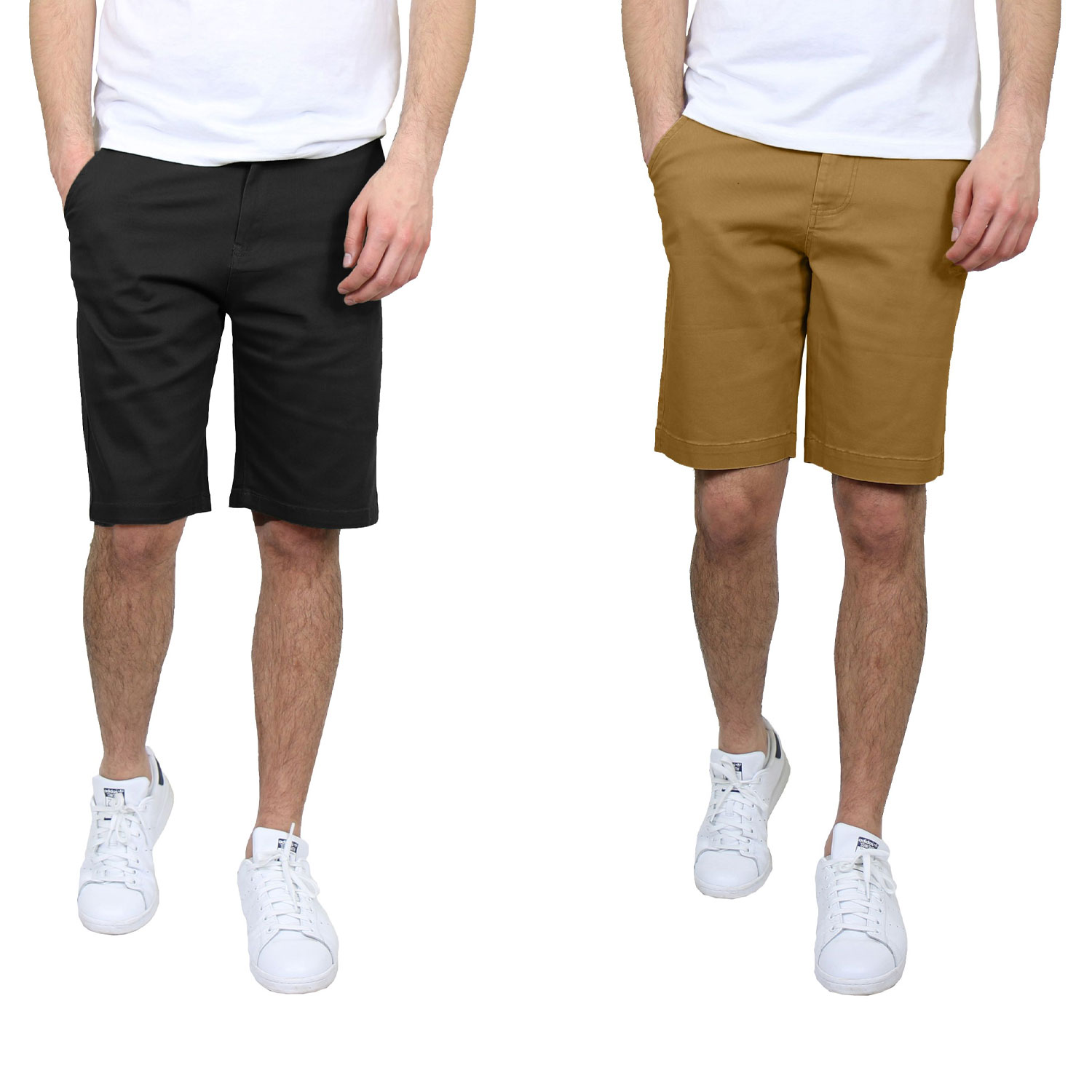 2 Pack Men's 5 Pocket Flat Front Slim-Fit Stretch Chino Shorts