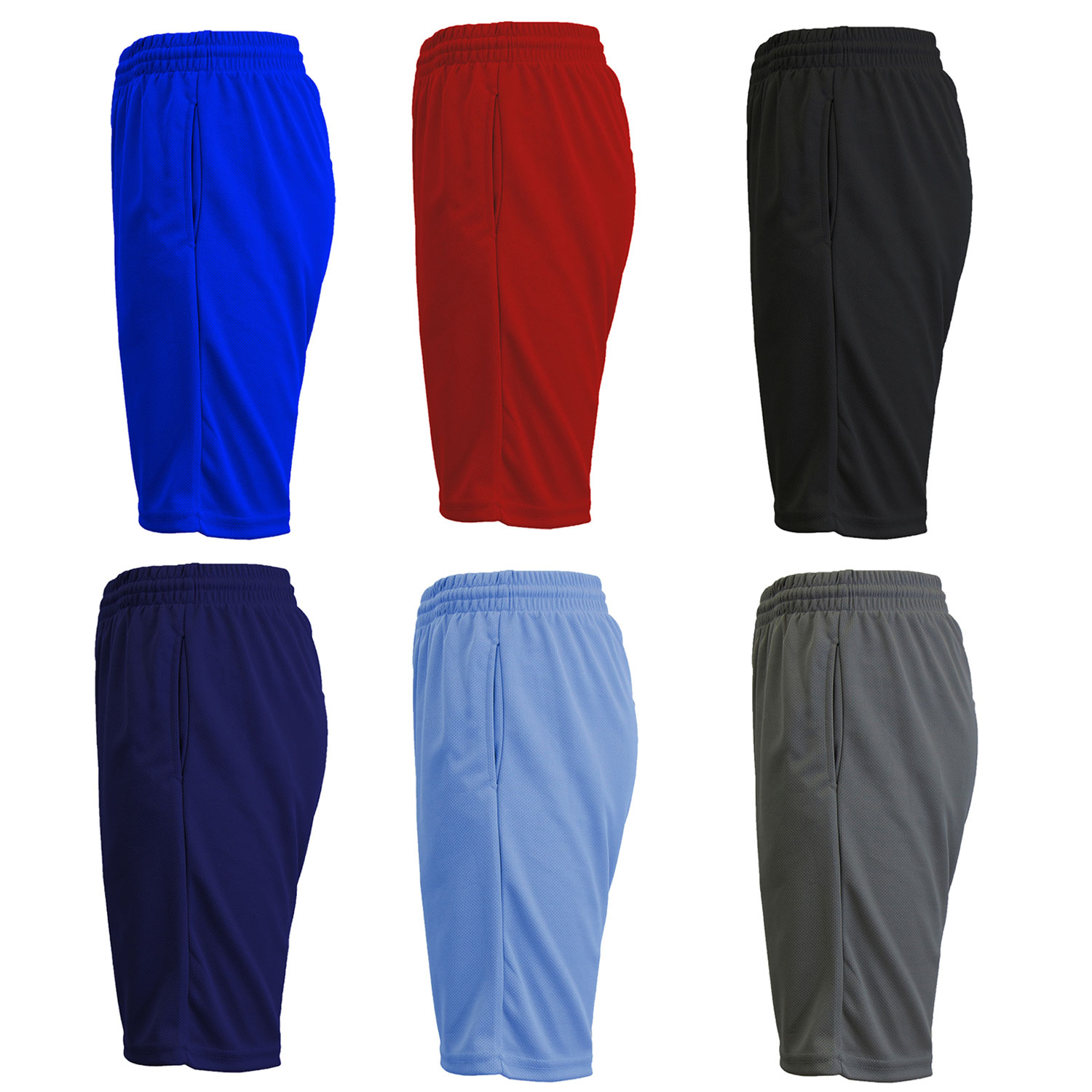 5-pack Men's Moisture Wicking Assorted Active Mesh Shorts