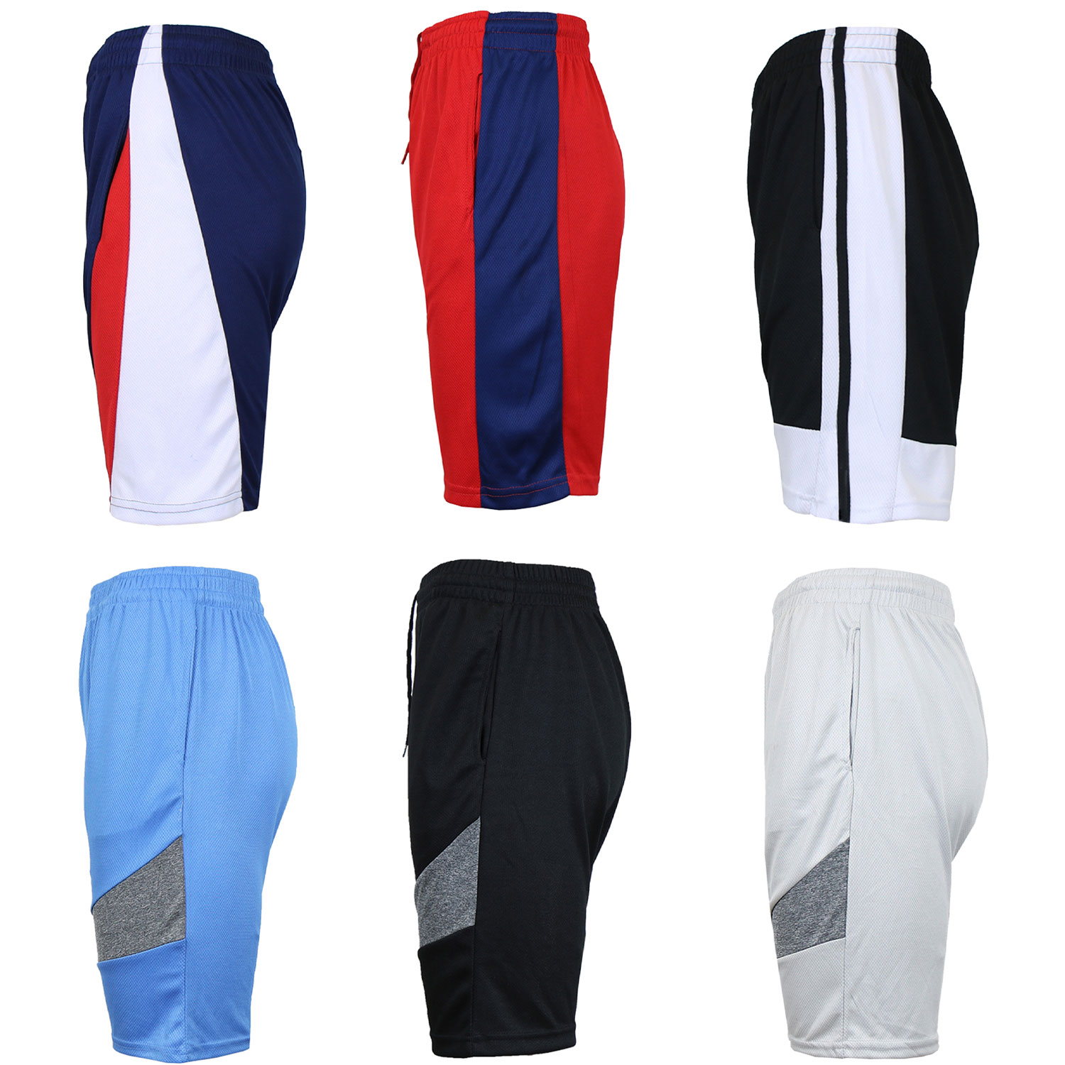 5-pack Men's Moisture Wicking Assorted Active Mesh Shorts