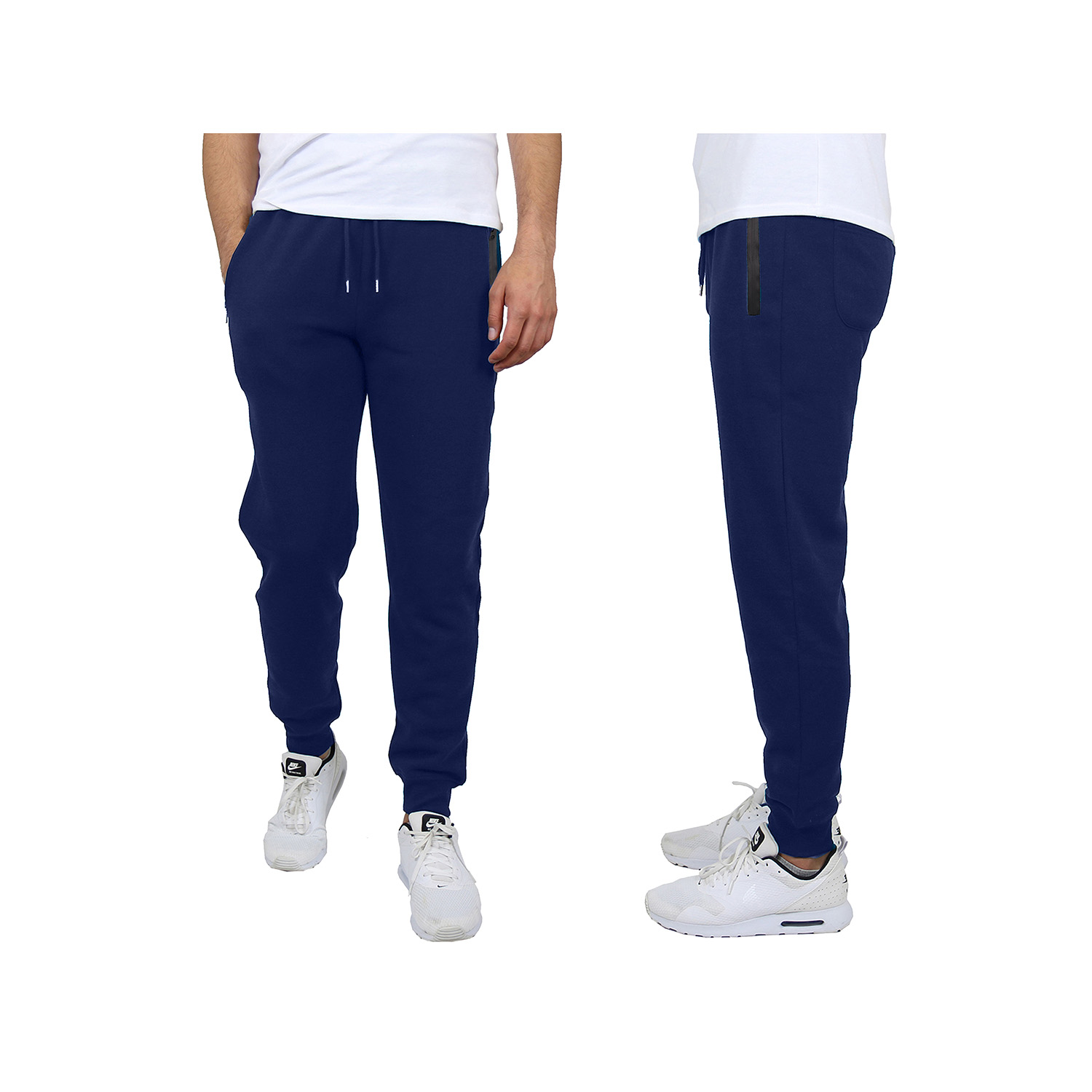 Men's Skinny Fit French Terry Joggers With Tech Zipper Pockets