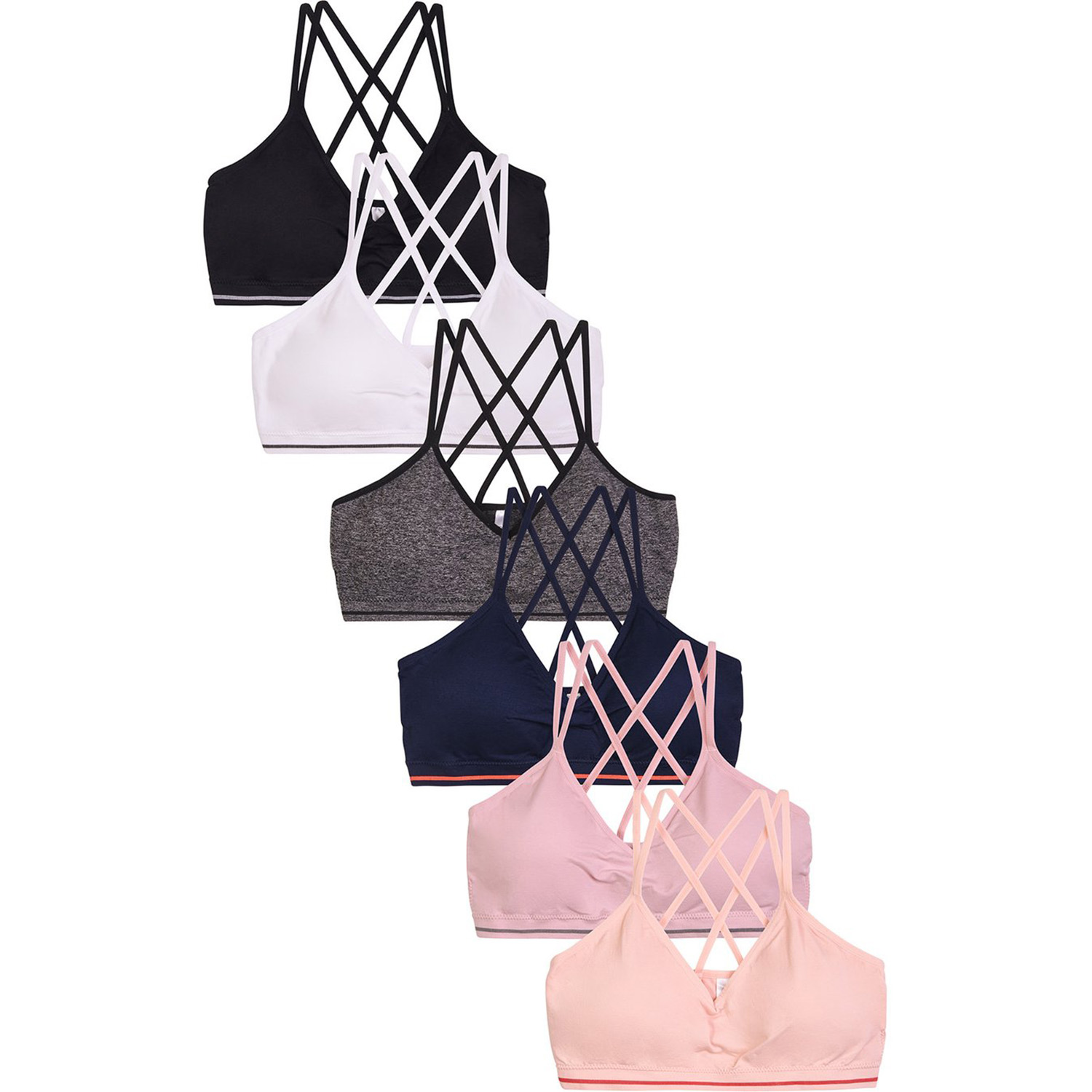 6 Pack Ladies Seamless Strappy Bralette