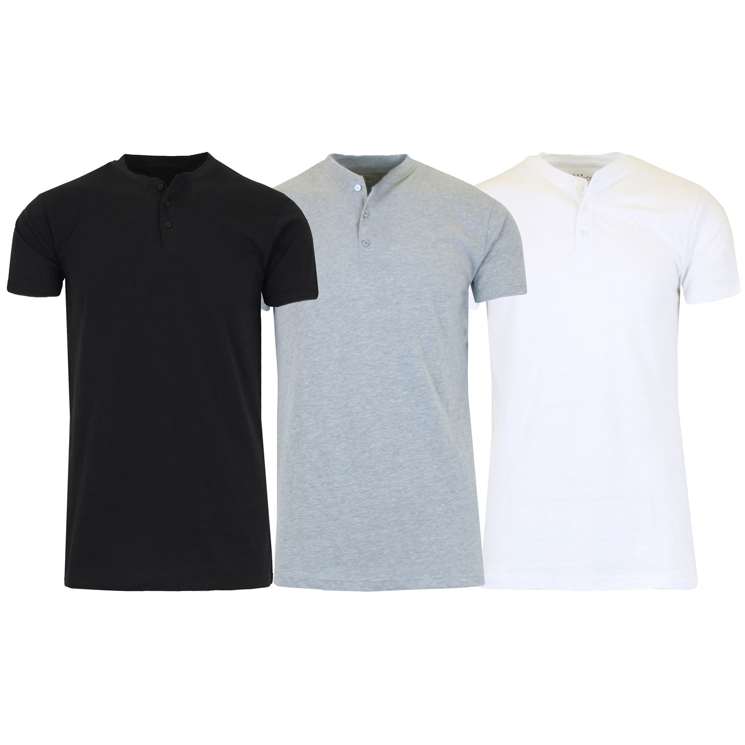 3 Pack Men's Slim Fitting Short Sleeve Henley Slub Tee