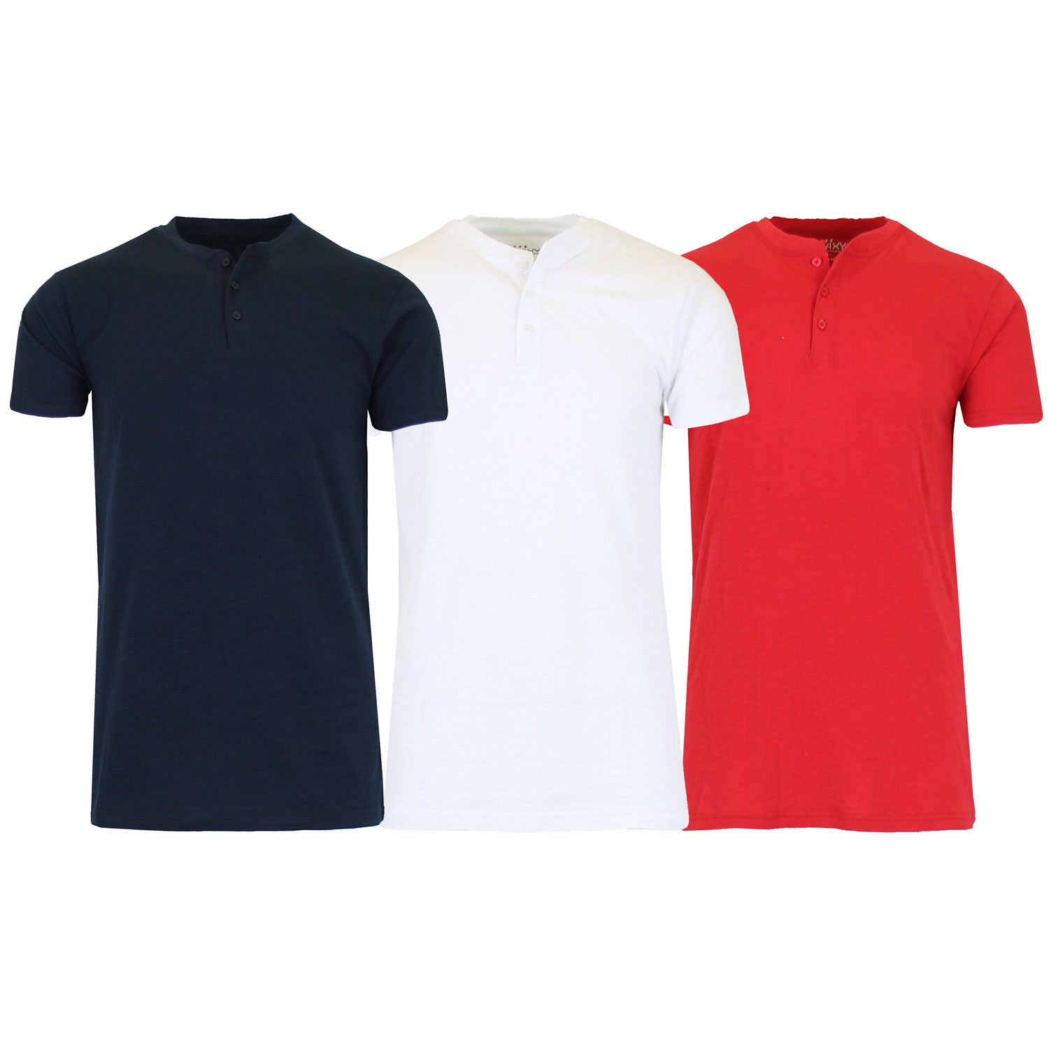 3 Pack Men's Slim Fitting Short Sleeve Henley Slub Tee