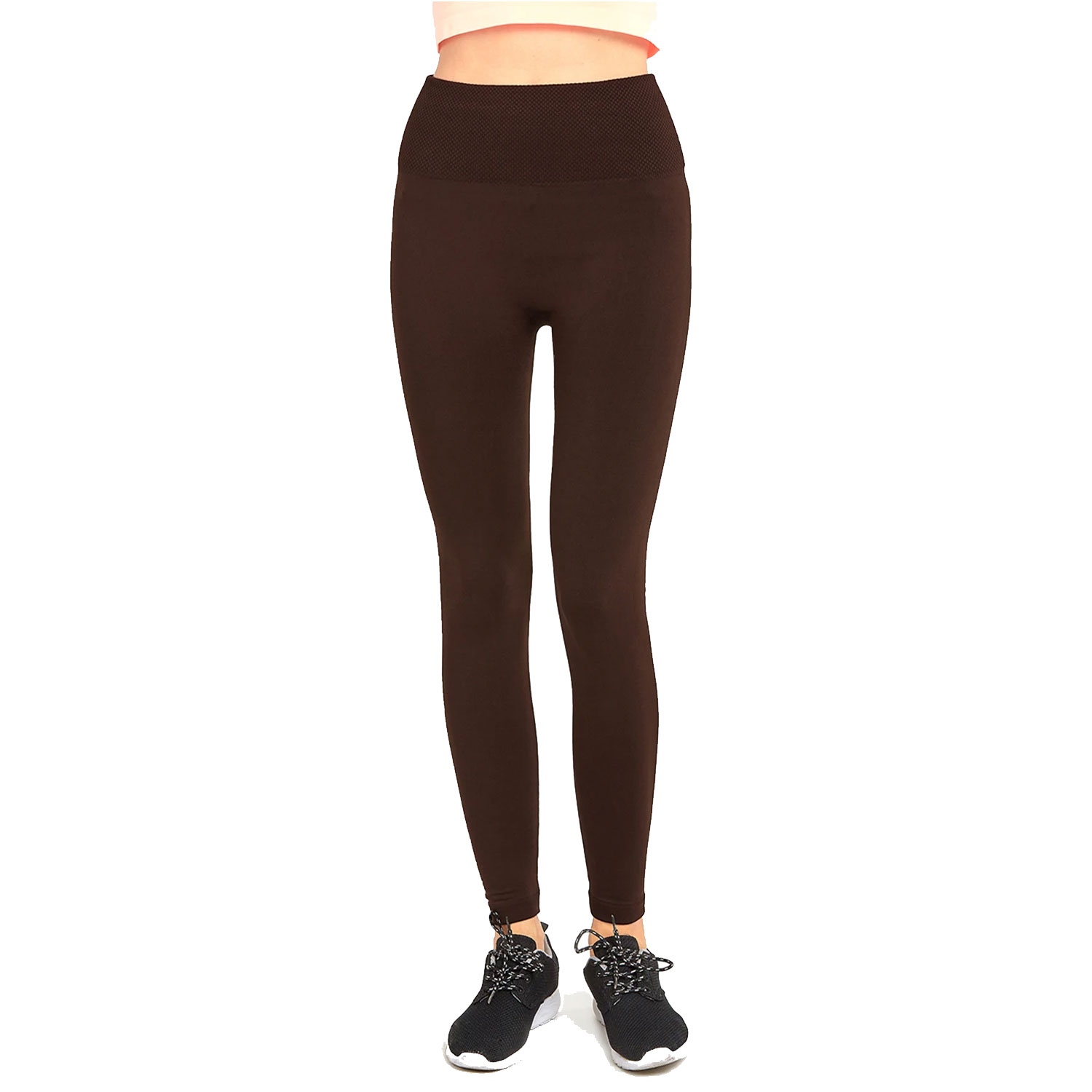 2 Pack Ladies High Waist Fleece Extra-wide Band Leggings