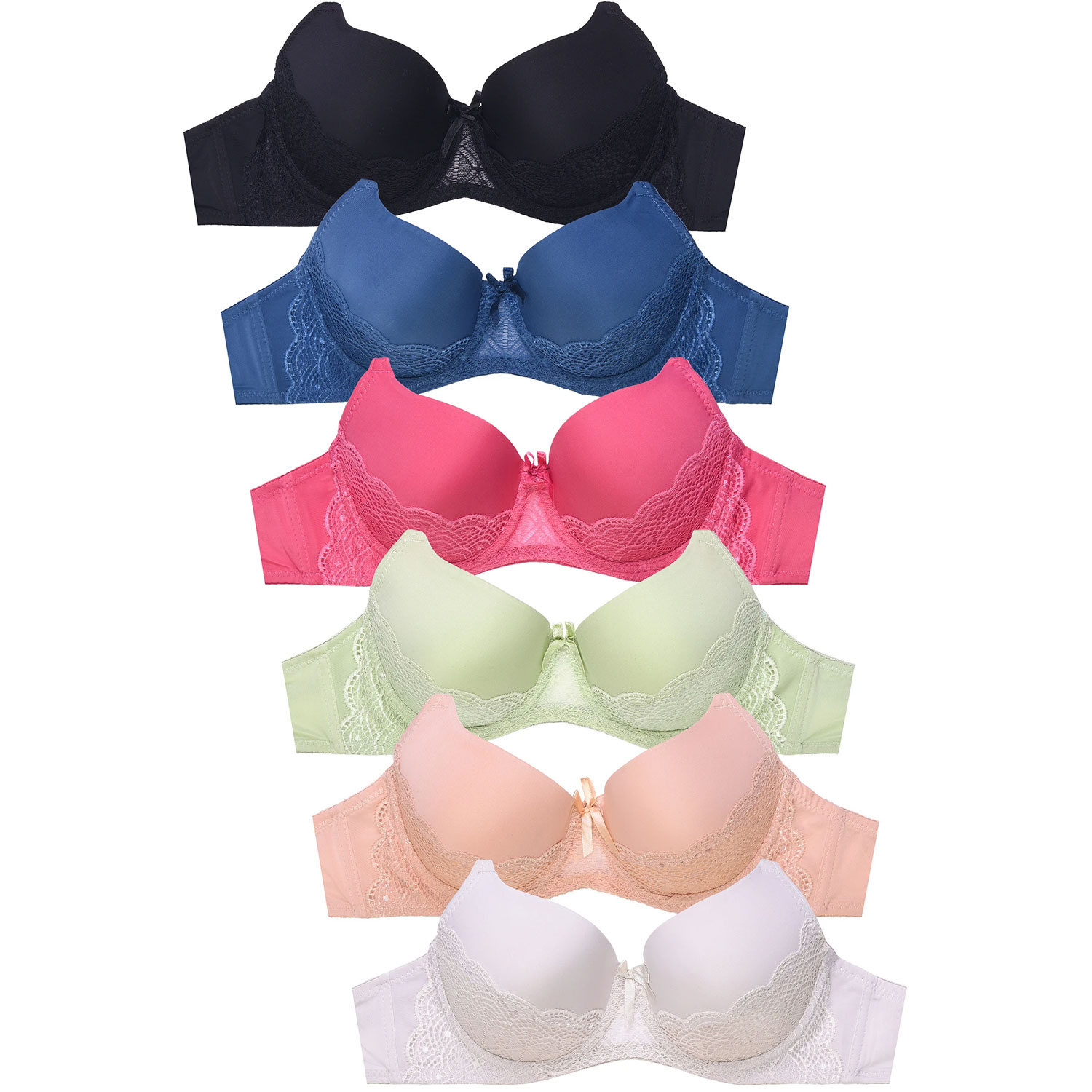 Ladies Full Cup Lace Bra - 6 Pack