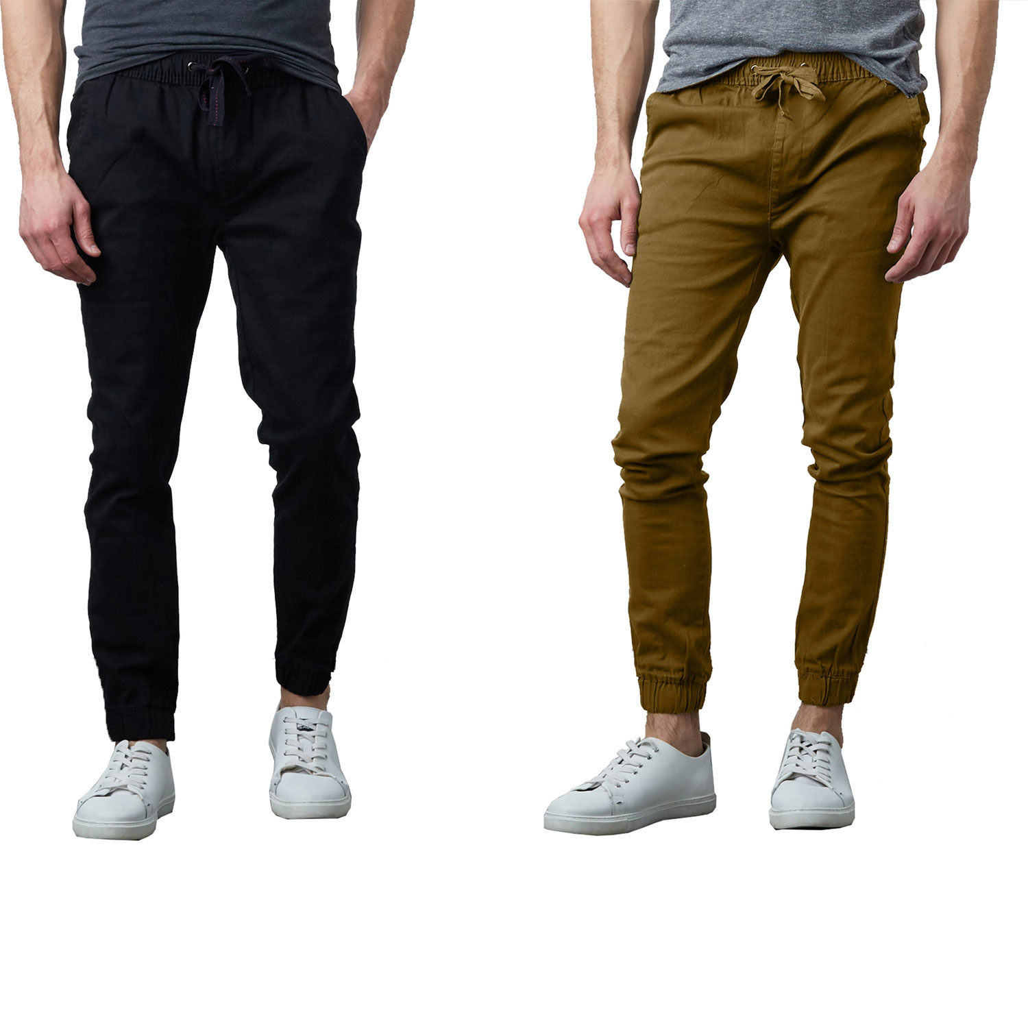 Men's Jogger Pants Slim-fit Cotton Twill  - 2 Pack