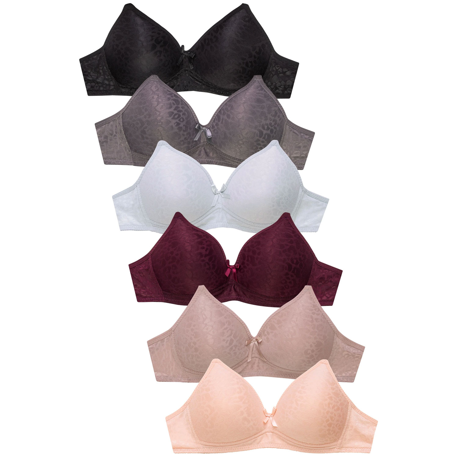 Ladies Full Cup Jacquard No Wire Bra Pack Of 6