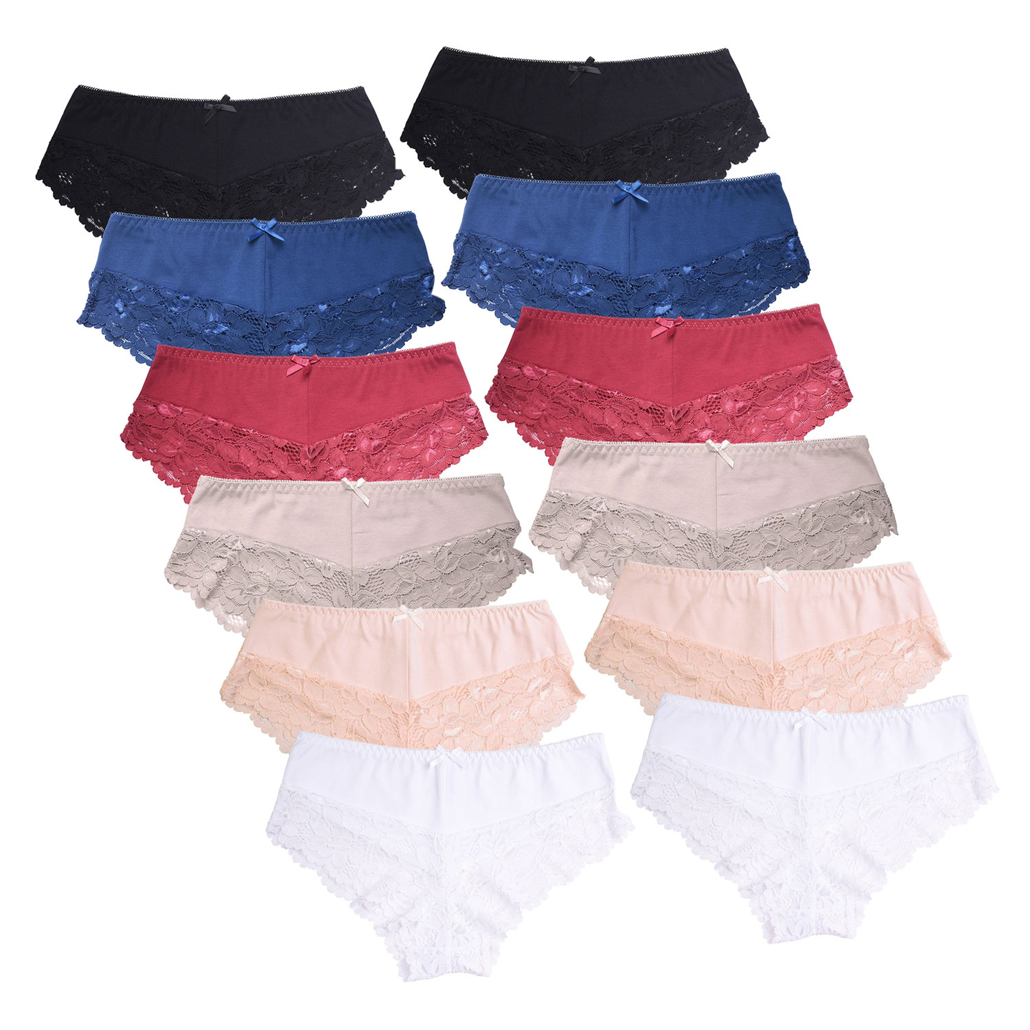 Ladies Cotton Hipster Panty Pack Of 6 And 12