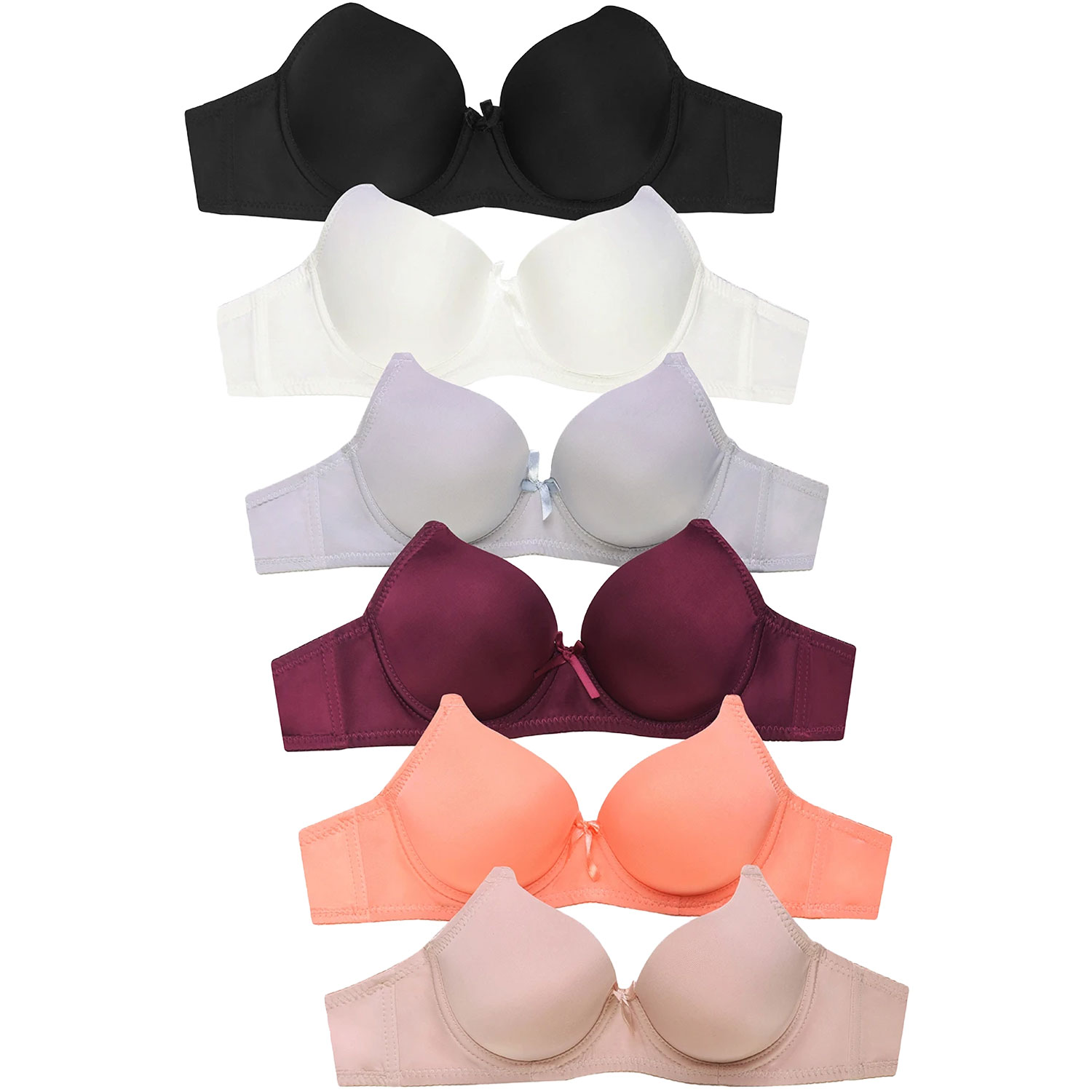 Ladies Full Cup Plain Cotton Bra Pack of 6