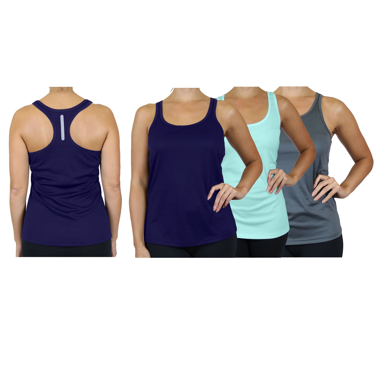 3 Pack Moisture Wicking Women's Racerback Tanks