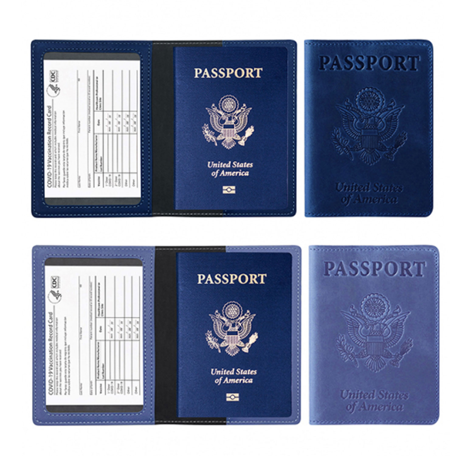 Passport Holder With CDC Vaccination Card Protector 2 Pack