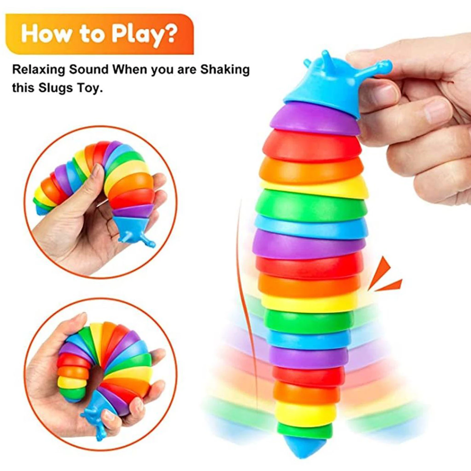 Assorted Multipack Rainbow Fidget Caterpillar Slug 3D Printed Toy