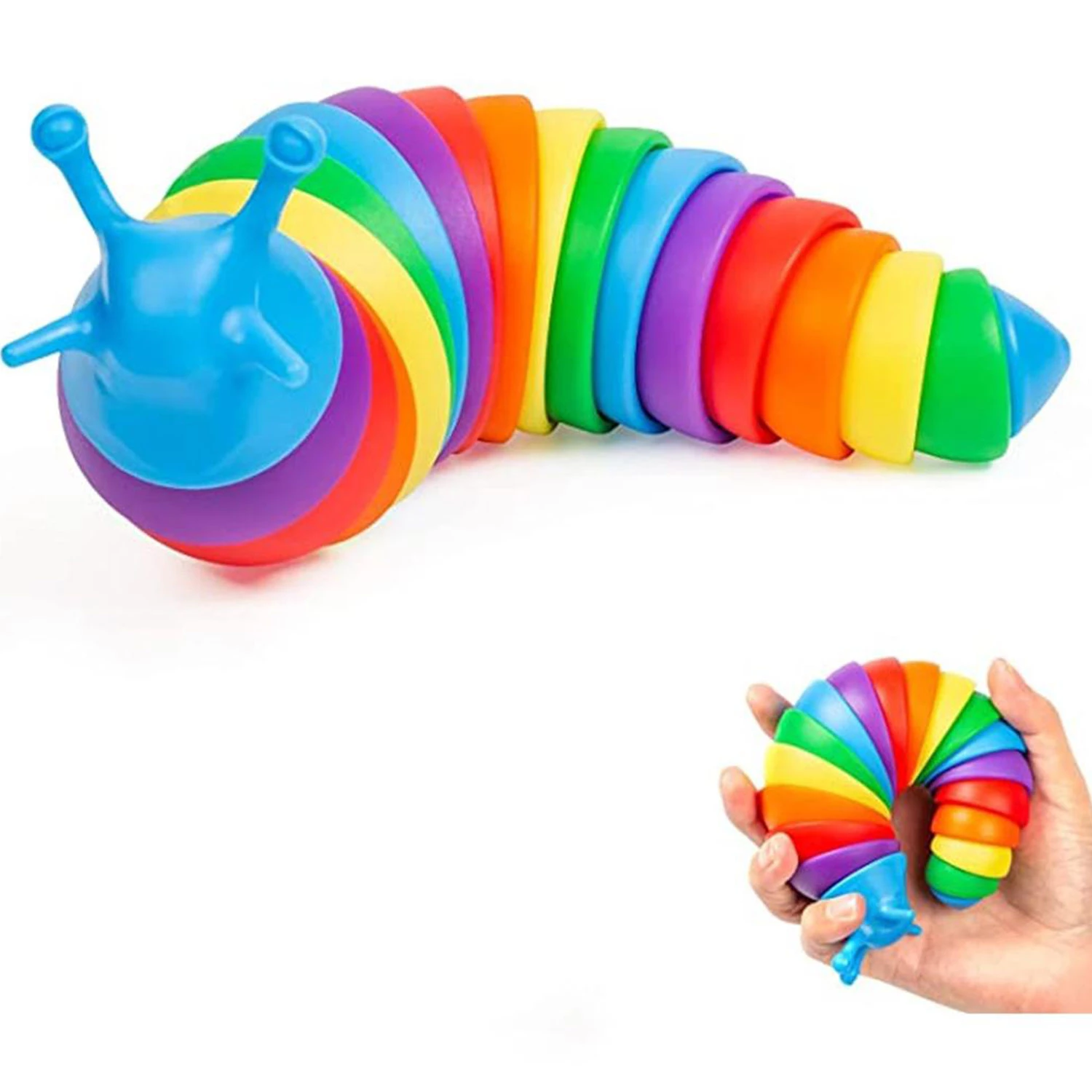 Assorted Multipack Rainbow Fidget Caterpillar Slug 3D Printed Toy