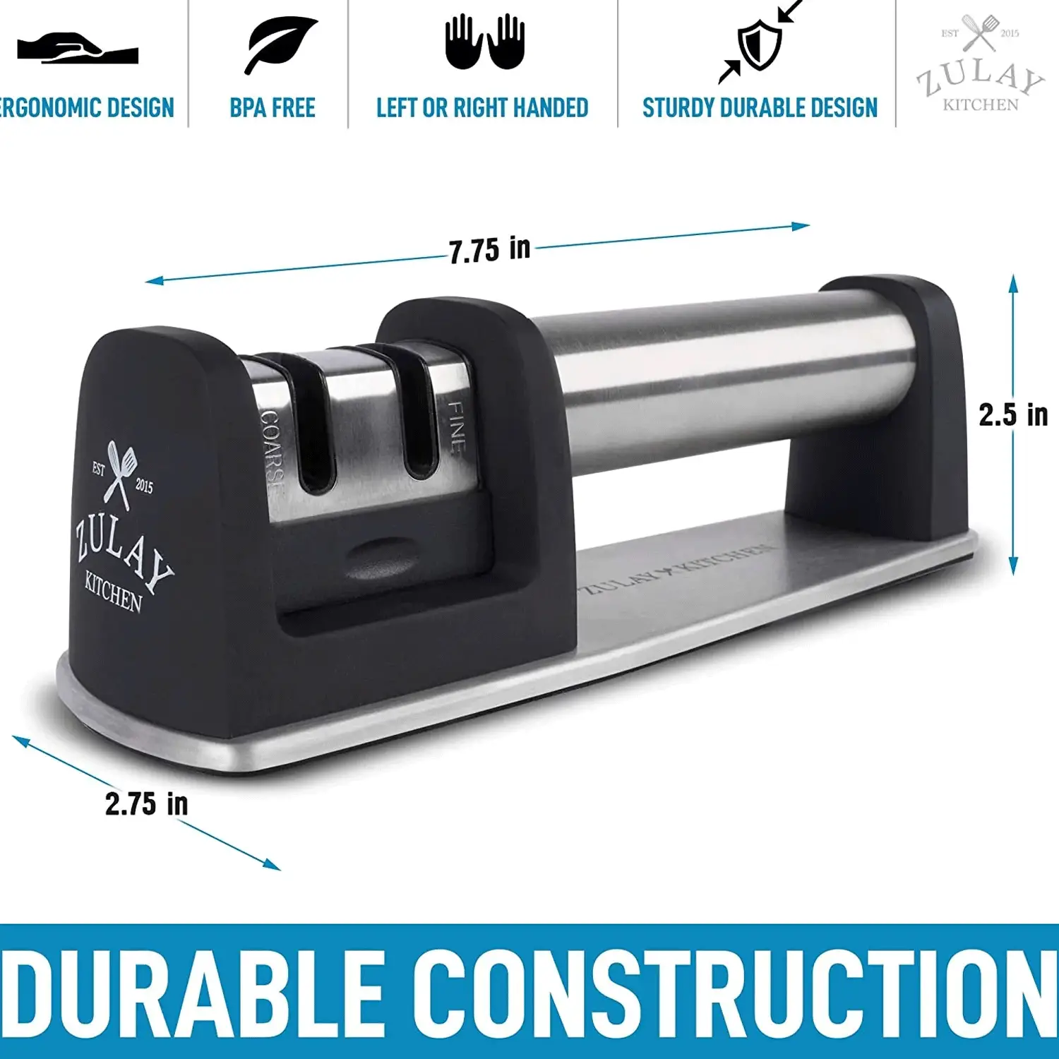 Zulay Kitchen Knife Sharpener (2-Stage Knife Sharpening)