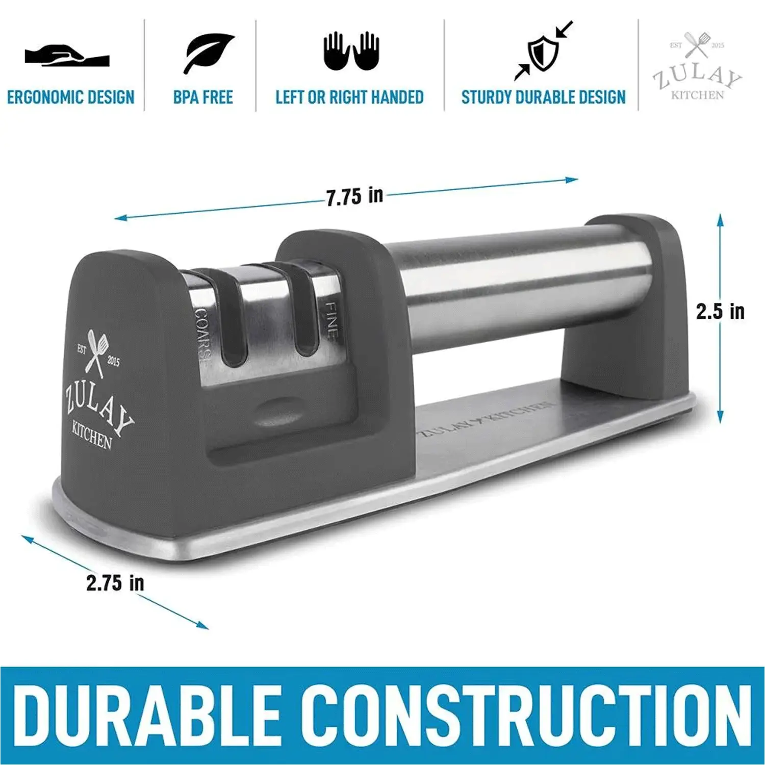 Zulay Kitchen Knife Sharpener (2-Stage Knife Sharpening)