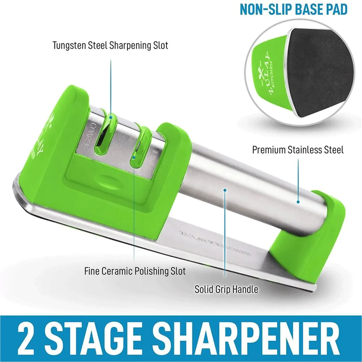 Zulay Kitchen Knife Sharpener (2-Stage Knife Sharpening)