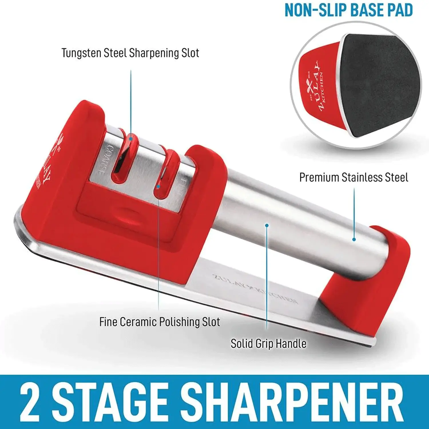 Zulay Kitchen Knife Sharpener (2-Stage Knife Sharpening)