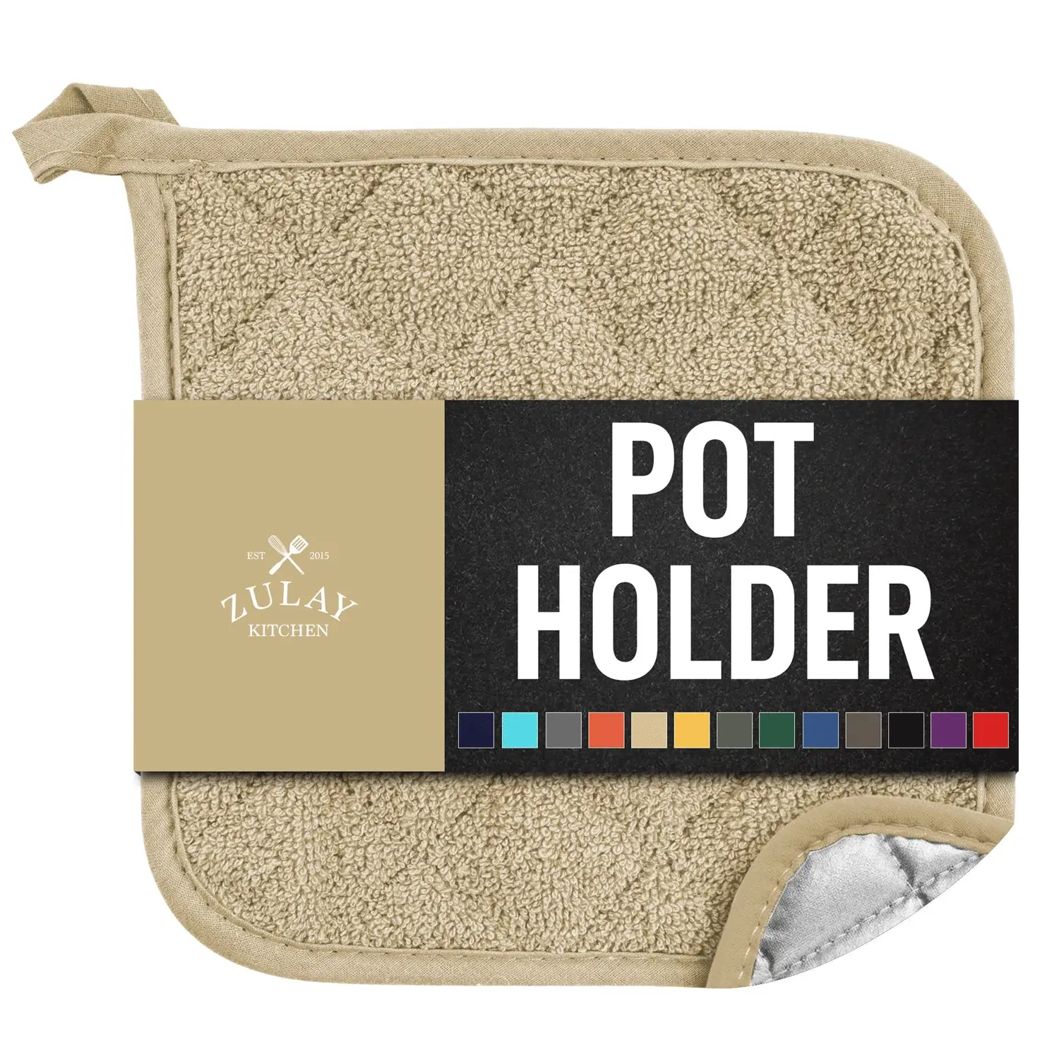 Pot Holder - Single Pack Quilted Terry Cloth Pot holders 7x7 Inch