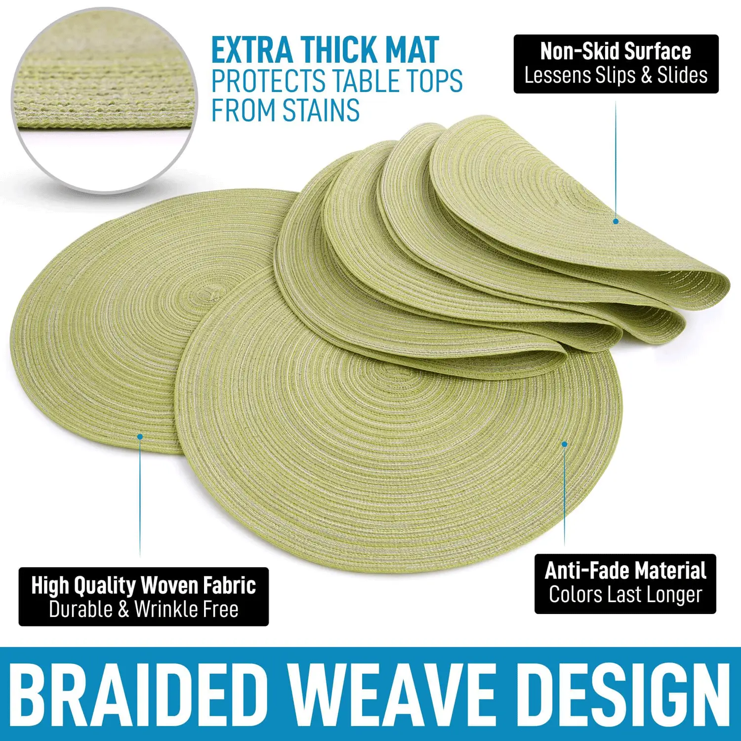 Round Placemats Braided - Set of 6