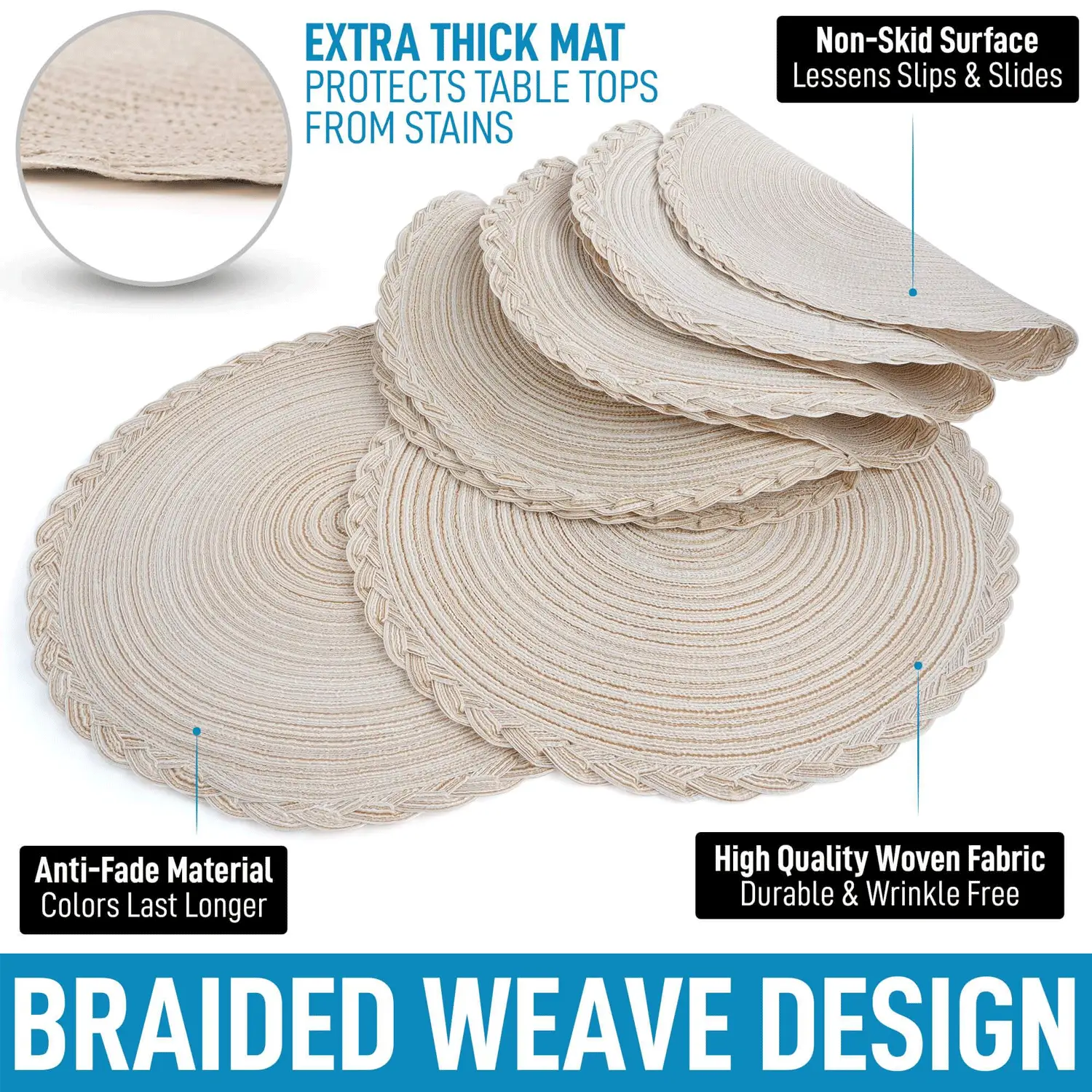 Round Placemats Braided - Set of 6