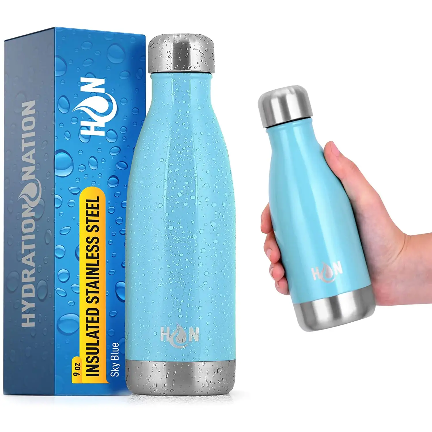 Hydration Nation Stainless Steel - Double Wall Insulated Metal Water Bottle For Hot And Cold Drinks