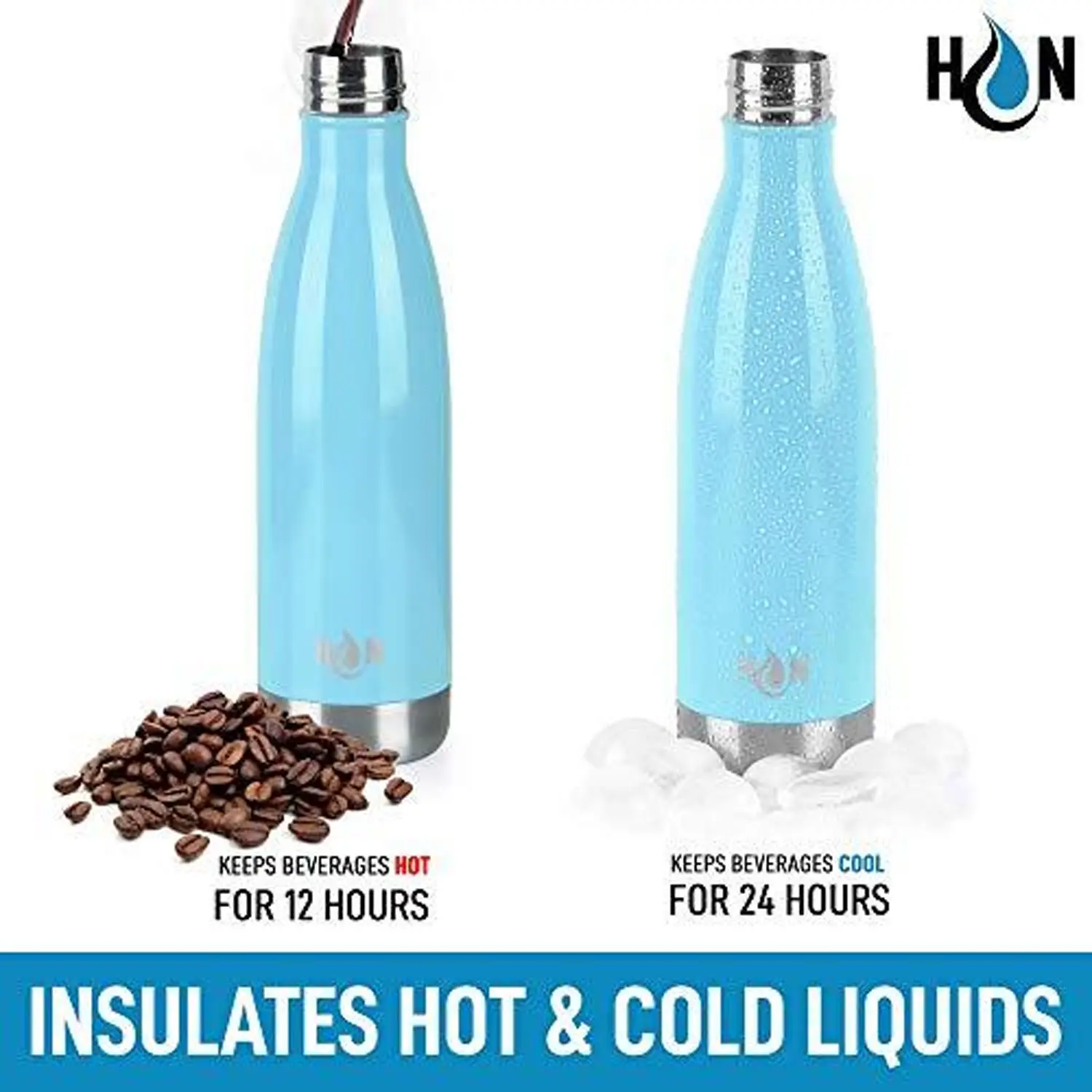 Hydration Nation Stainless Steel - Double Wall Insulated Metal Water Bottle For Hot And Cold Drinks