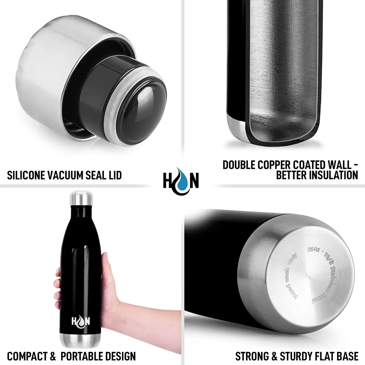 Hydration Nation Stainless Steel - Double Wall Insulated Metal Water Bottle For Hot And Cold Drinks