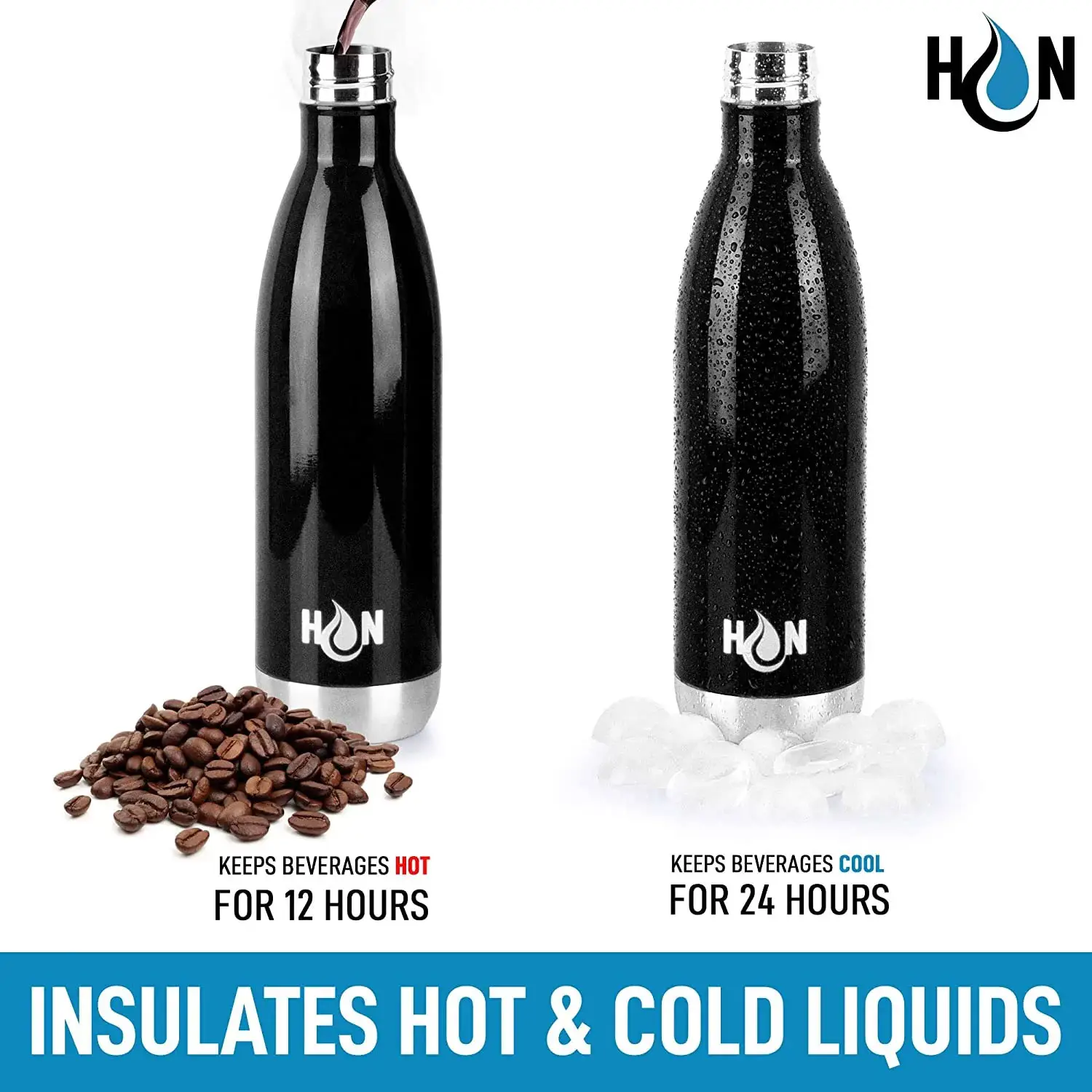 Hydration Nation Stainless Steel - Double Wall Insulated Metal Water Bottle For Hot And Cold Drinks