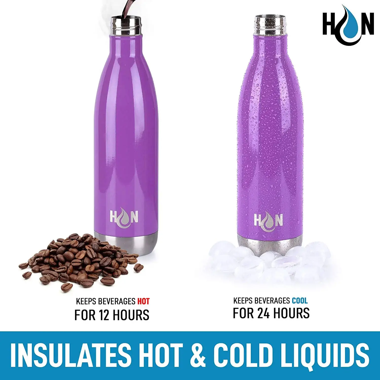 Hydration Nation Stainless Steel - Double Wall Insulated Metal Water Bottle For Hot And Cold Drinks