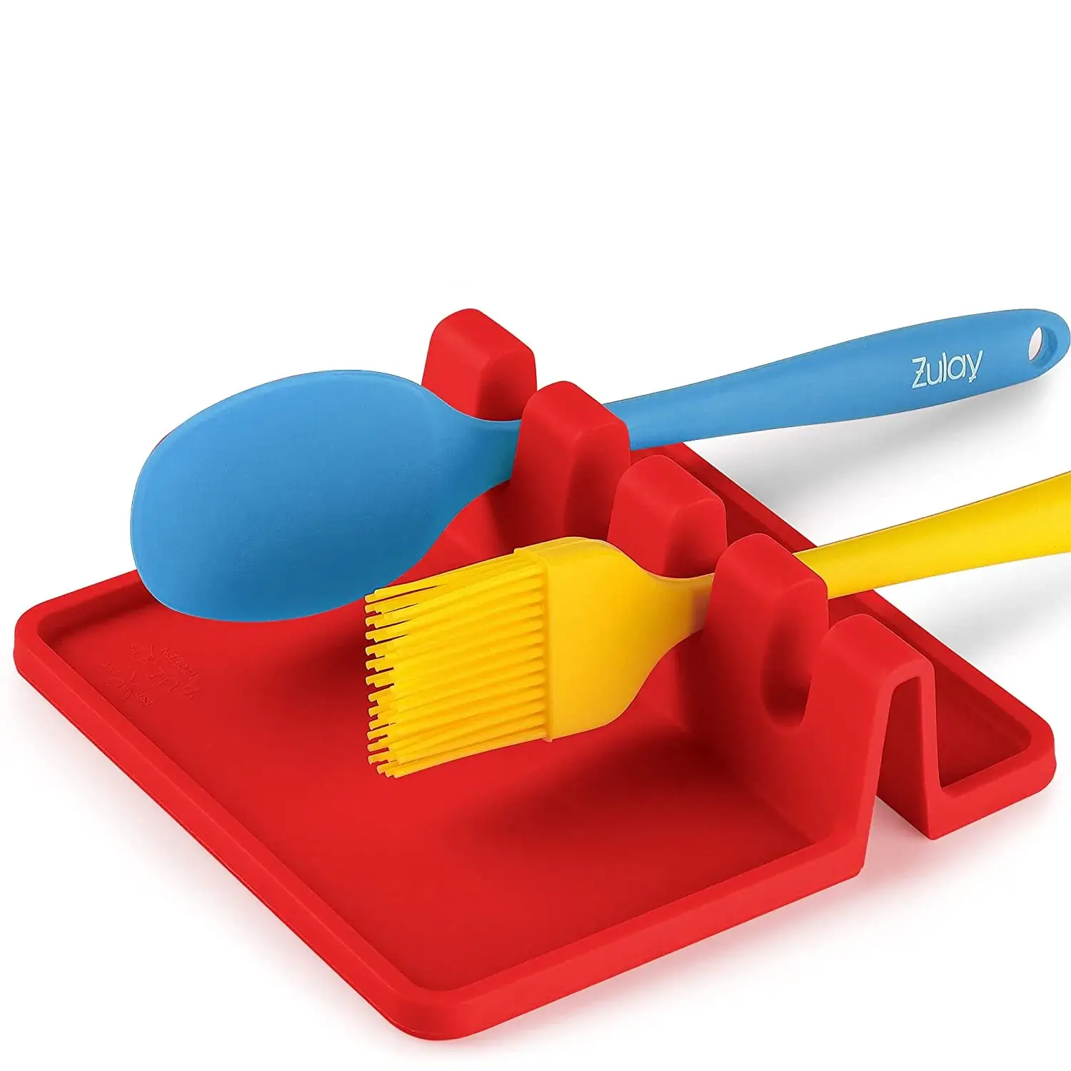 Silicone Utensil Rest with Drip Pad - Dark Grey