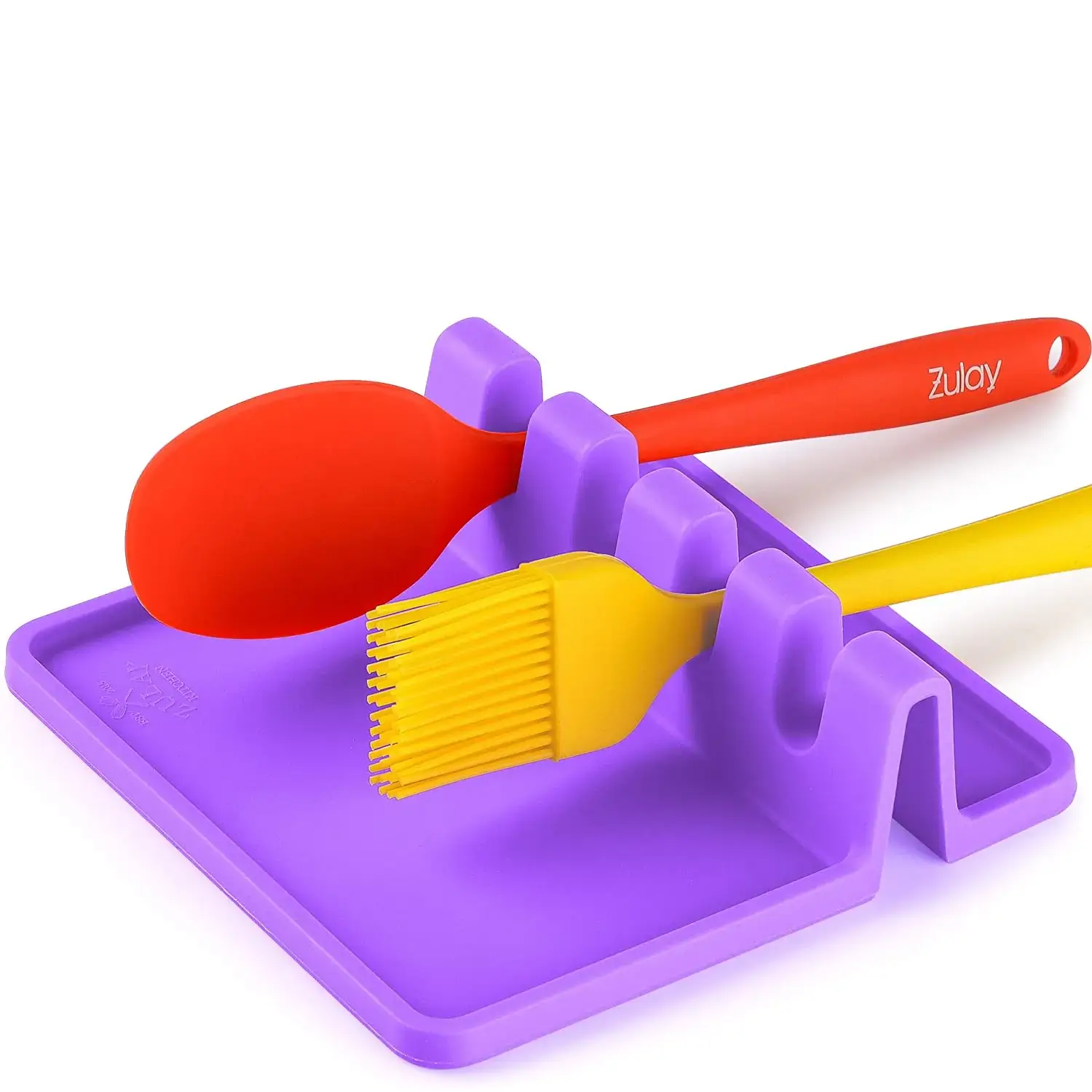 Silicone Utensil Rest with Drip Pad - Dark Grey