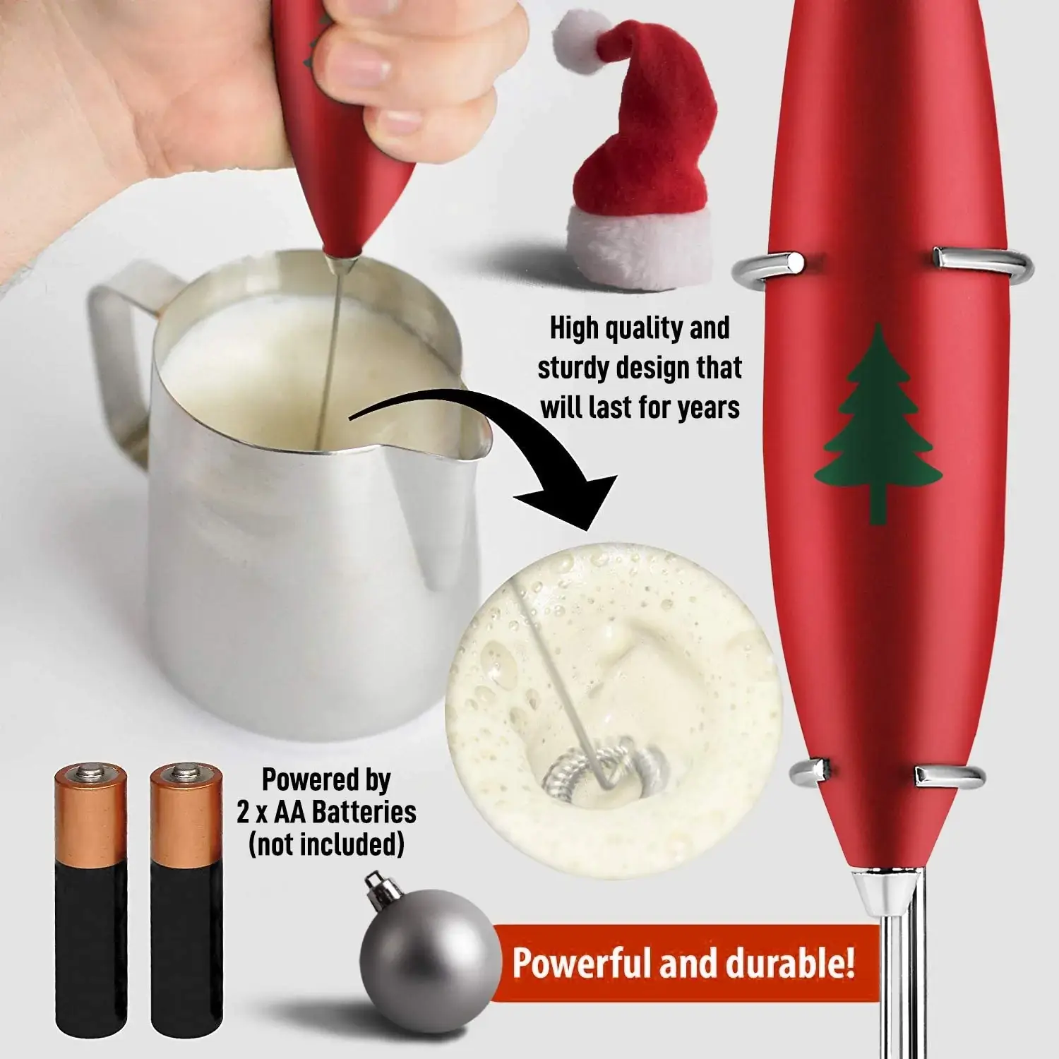 Milk Frother With Stand (Christmas Edition)