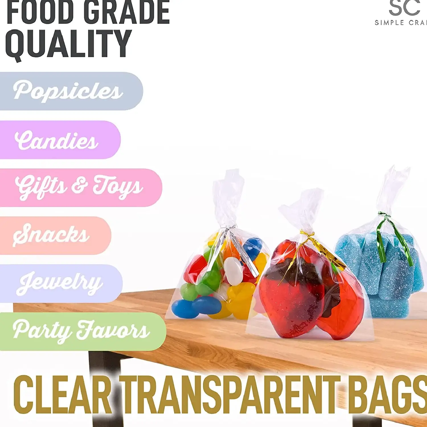 Simple Craft Candy Treat Cellophane Bags - 200 Pack