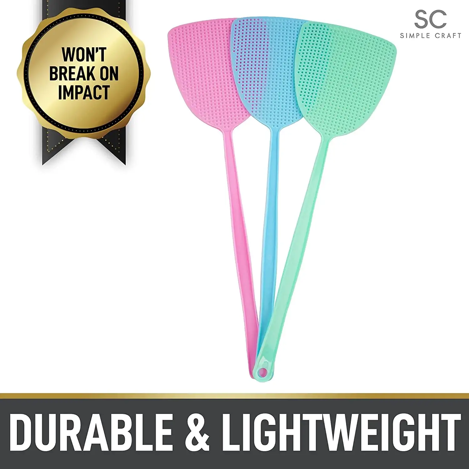 SC Fly Swatter - 3 pack Mulitcolor Plastic