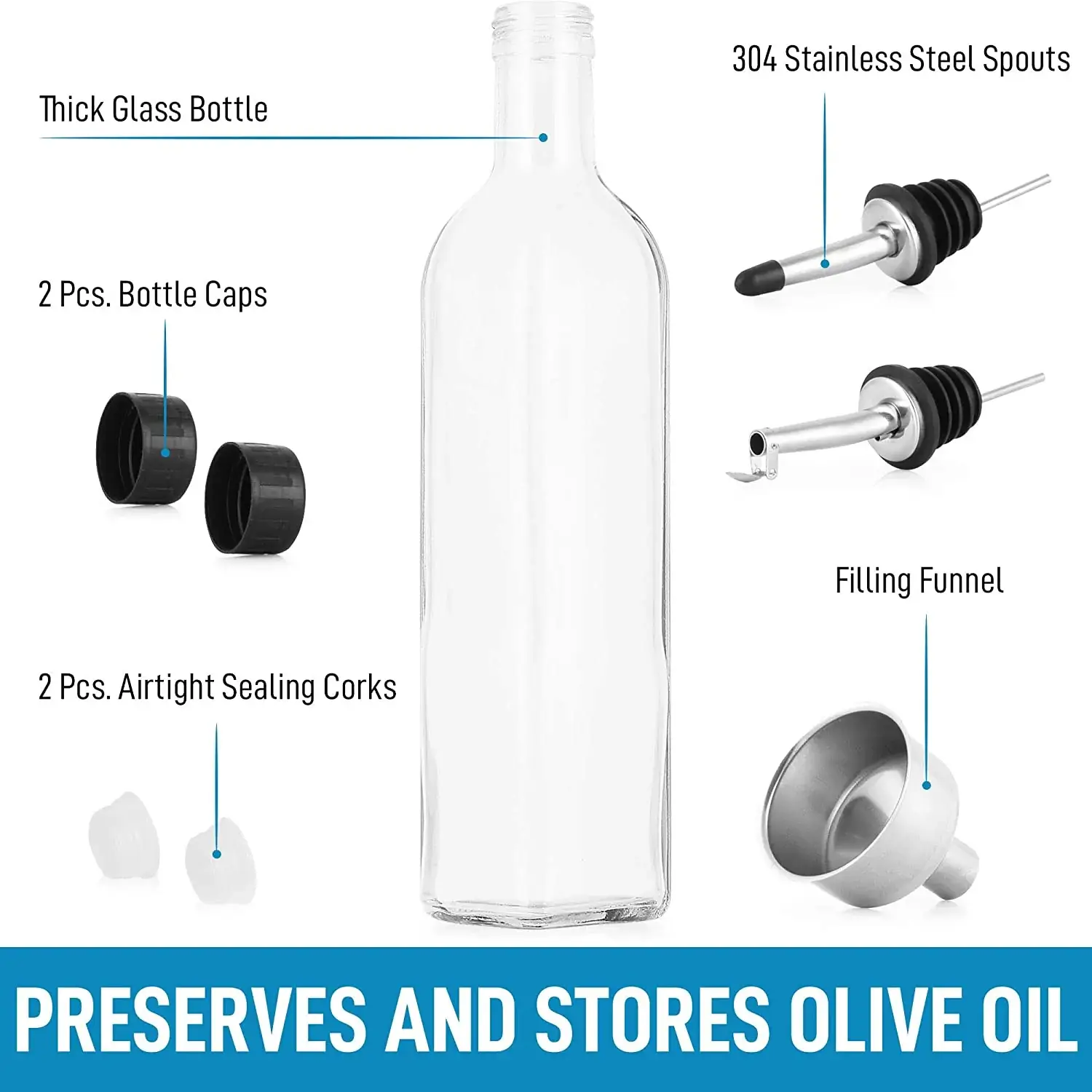 Olive Oil Dispenser Bottle With Accessories