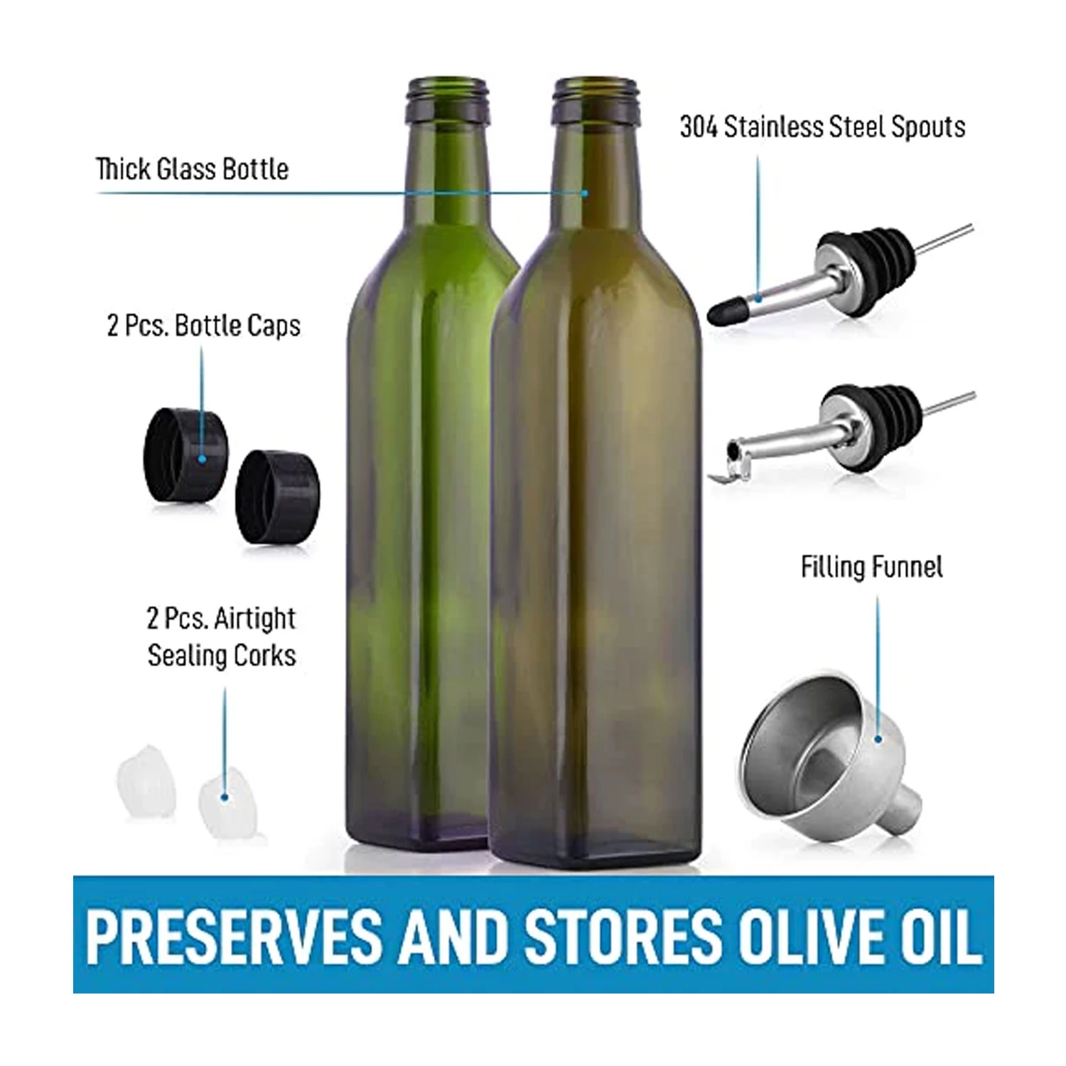 Olive Oil Dispenser Bottle With Accessories