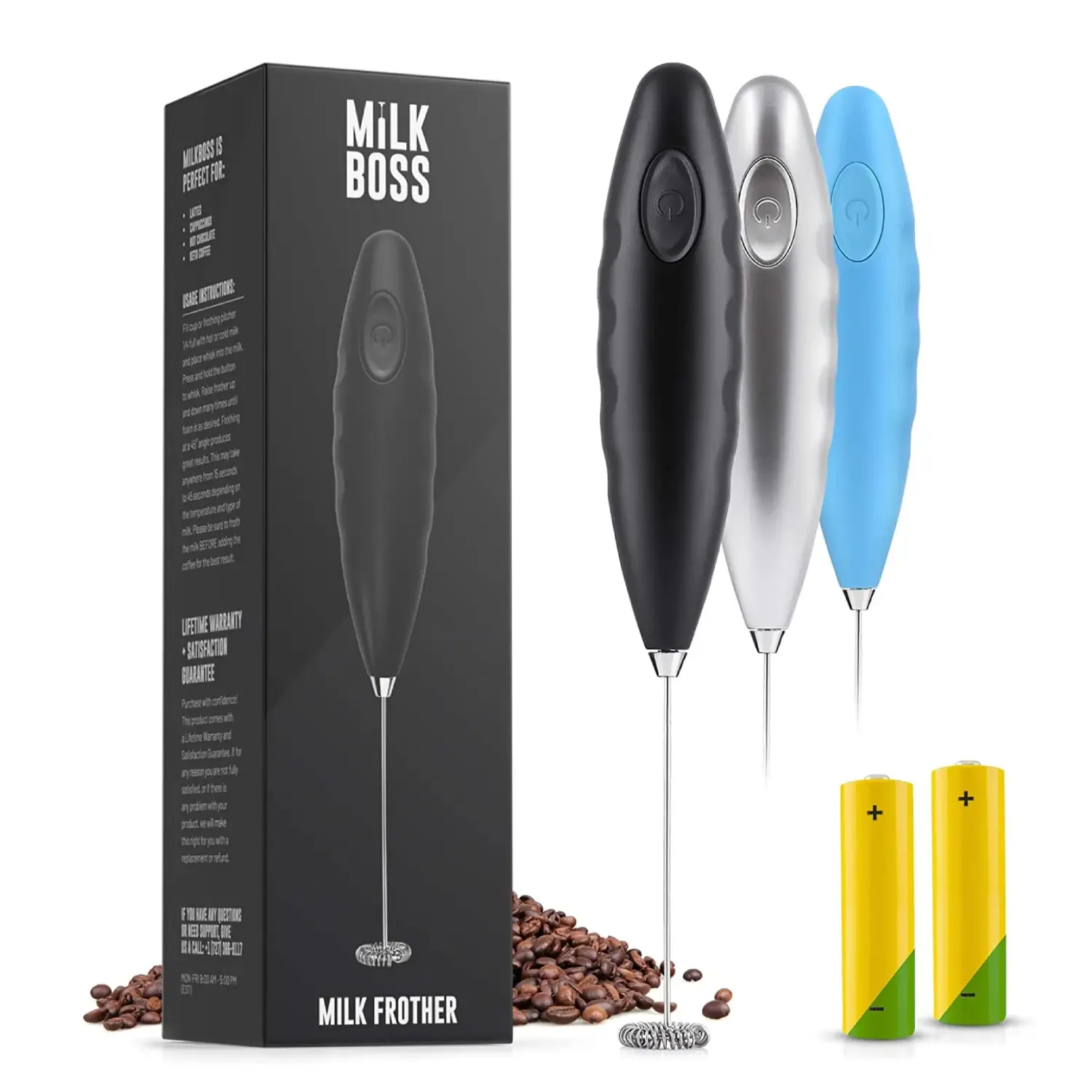 Milk Boss Milk Frother - Double Grip (Batteries Included)