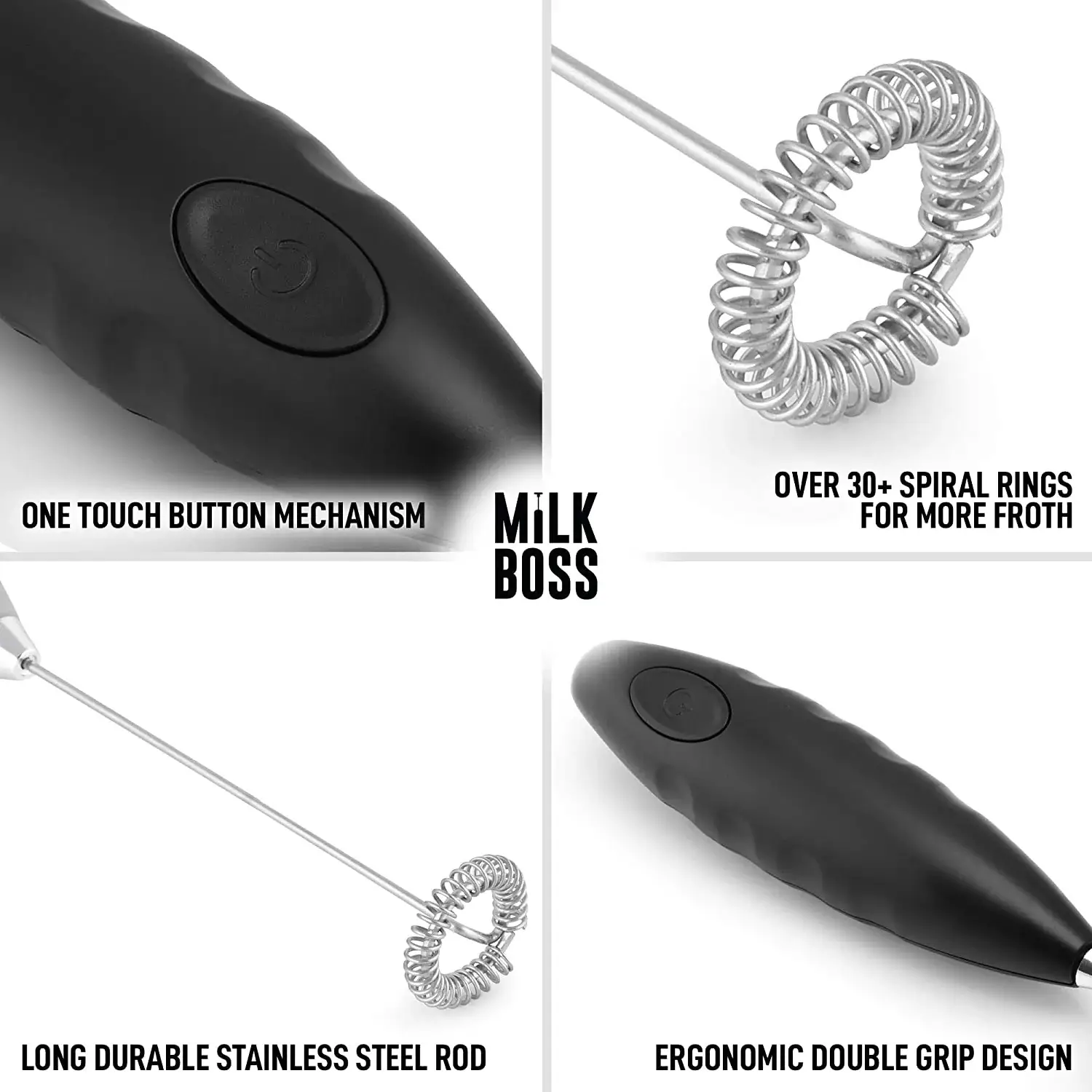 Milk Boss Milk Frother - Double Grip (Batteries Included)