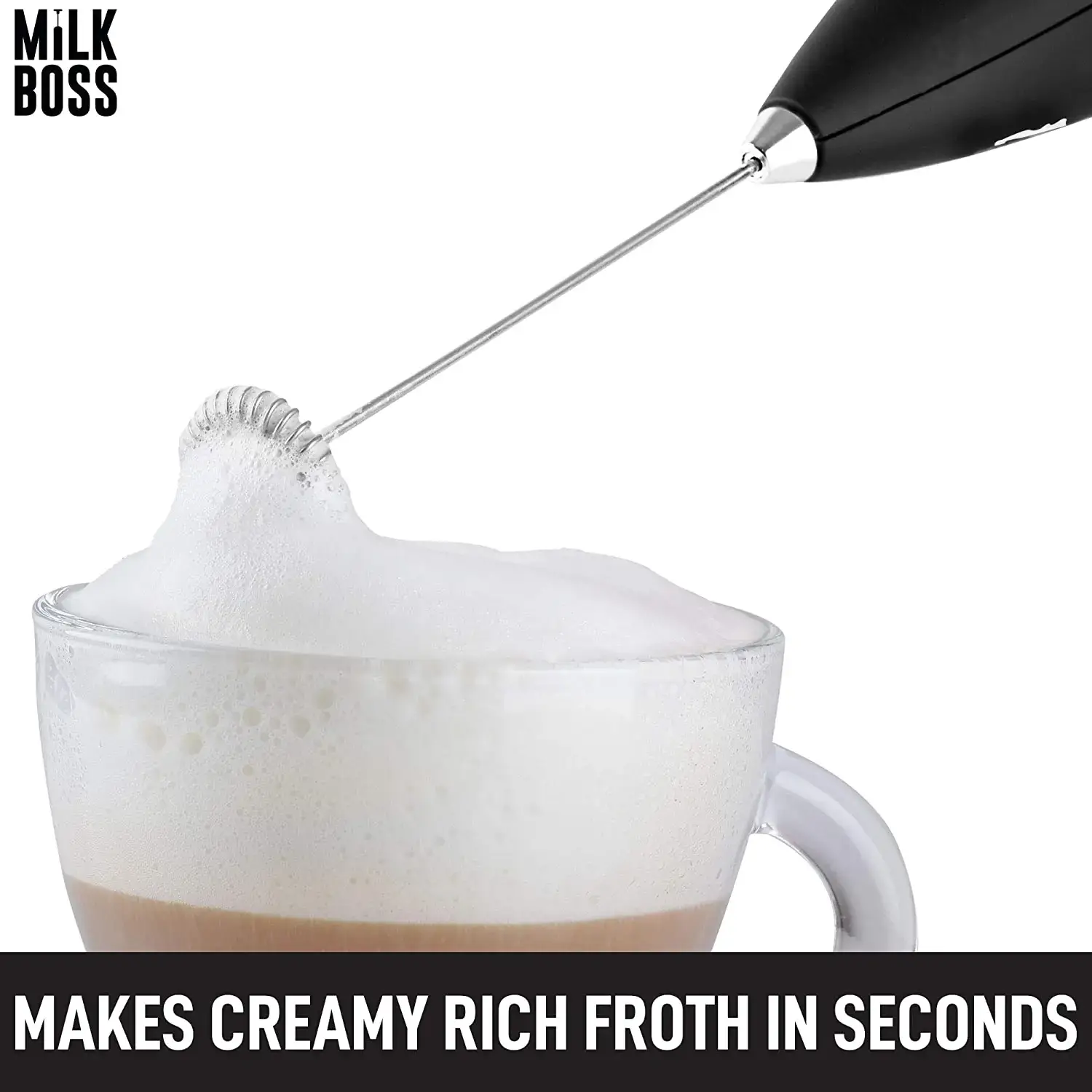 Milk Boss Milk Frother - Double Grip (Batteries Included)