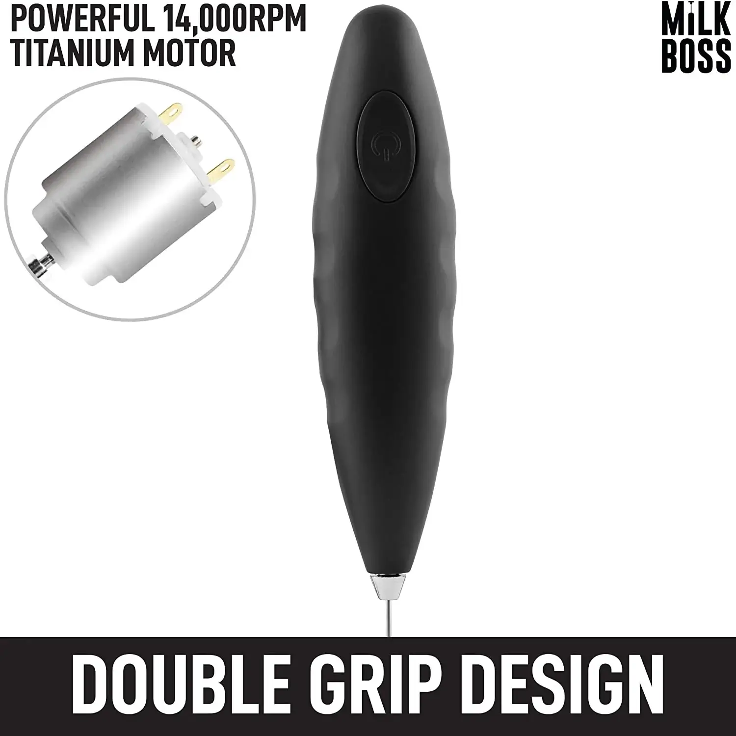 Milk Boss Milk Frother - Double Grip (Batteries Included)