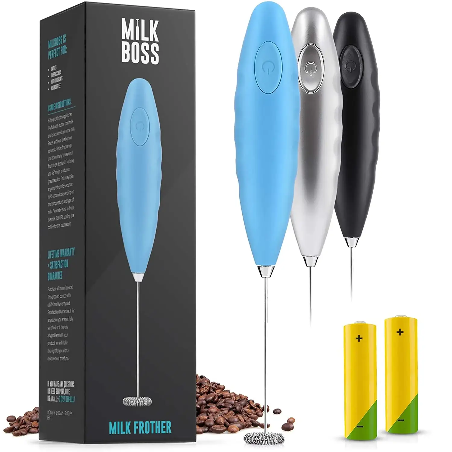 Milk Boss Milk Frother - Double Grip (Batteries Included)