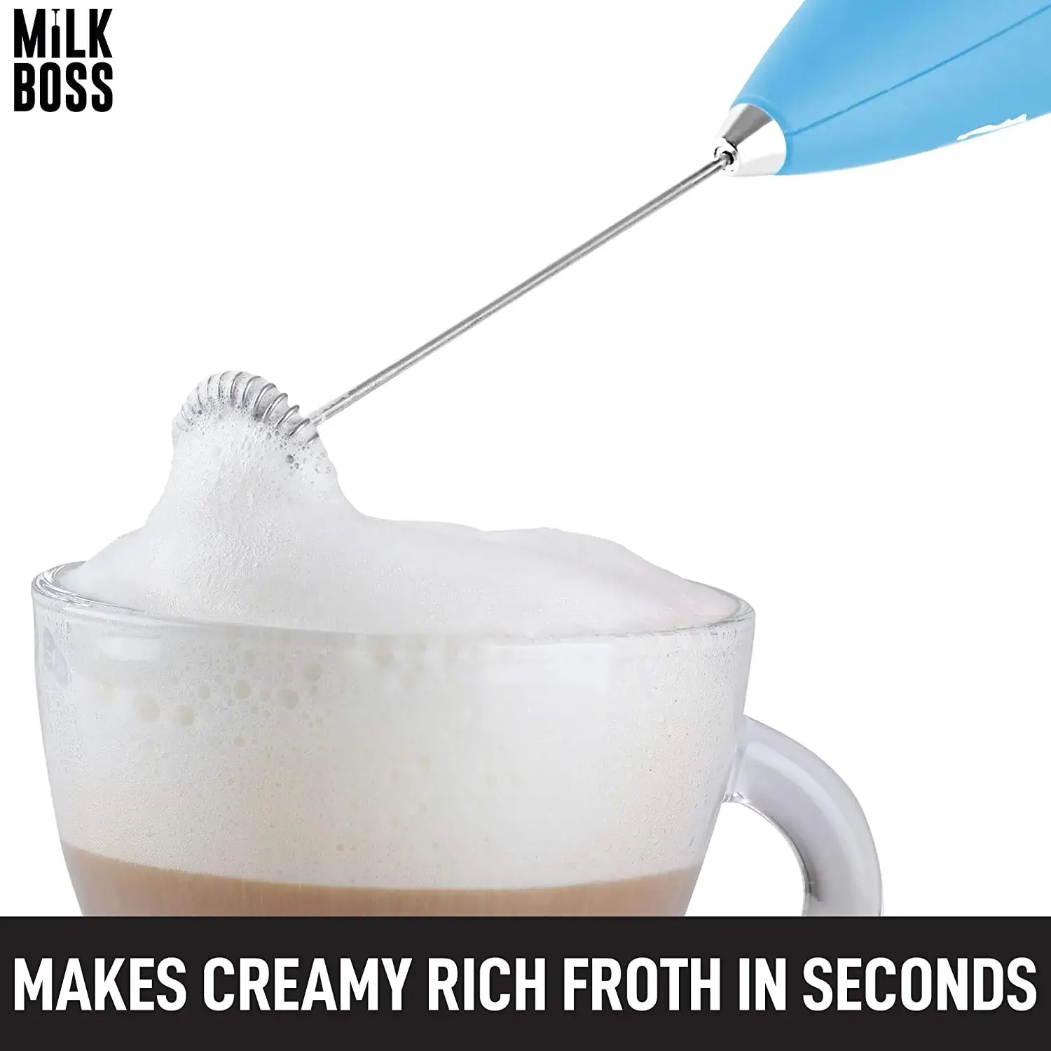 Milk Boss Milk Frother - Double Grip (Batteries Included)