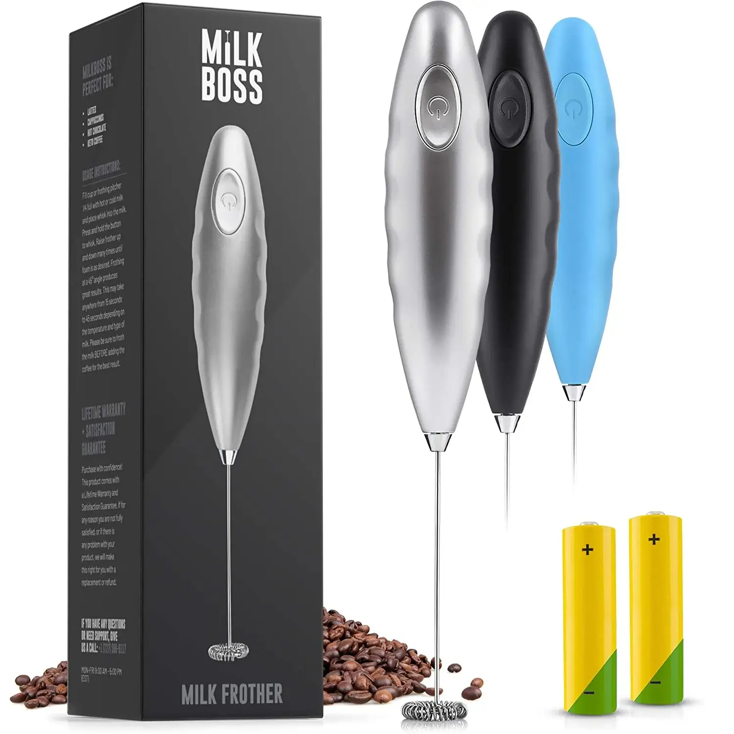 Milk Boss Milk Frother - Double Grip (Batteries Included)