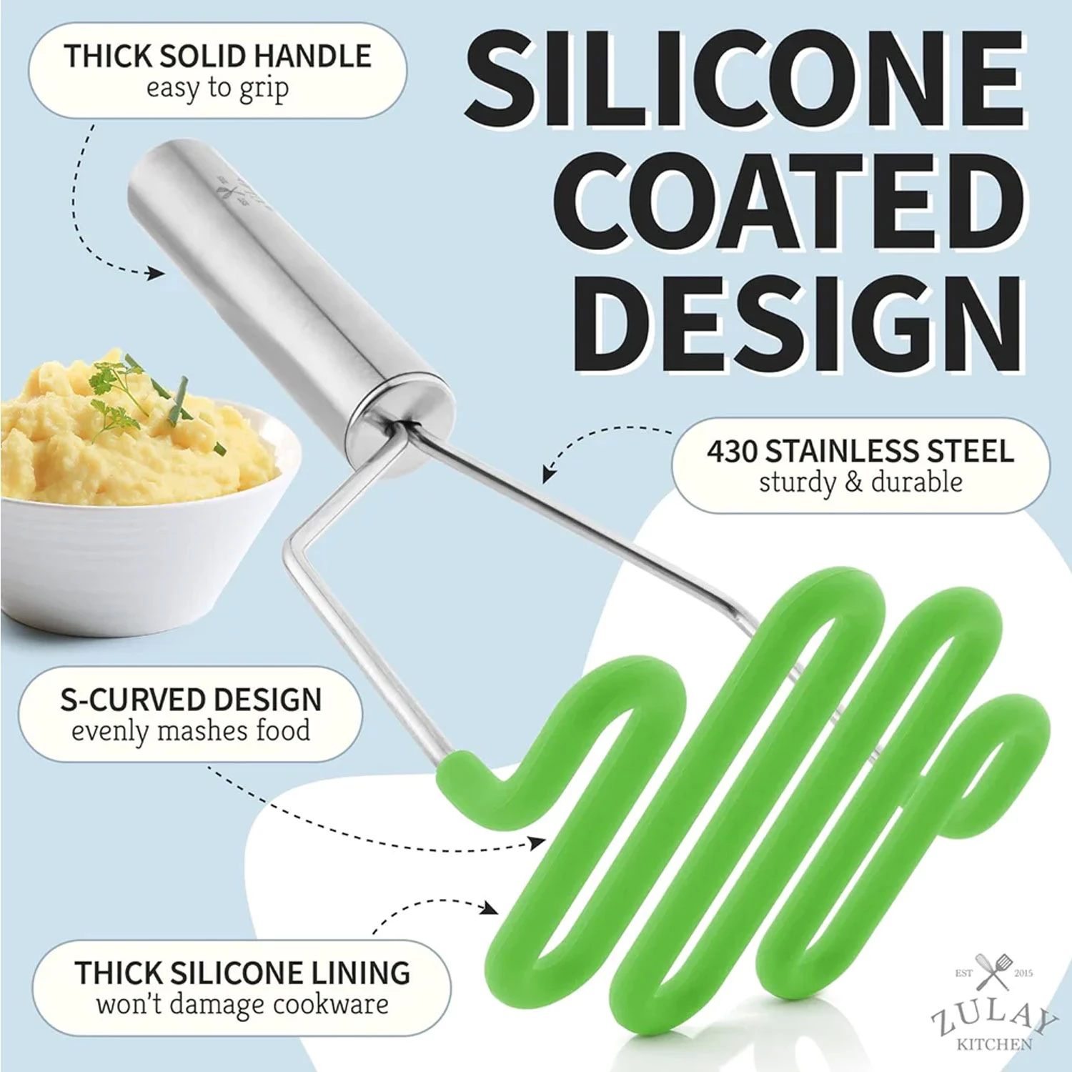 Silicone-coated Potato Masher