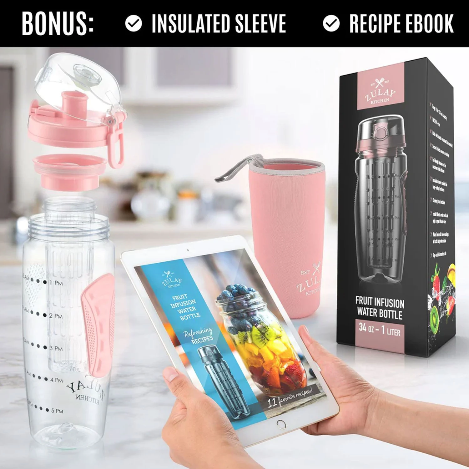 Portable Water Bottle With Fruit Infuser