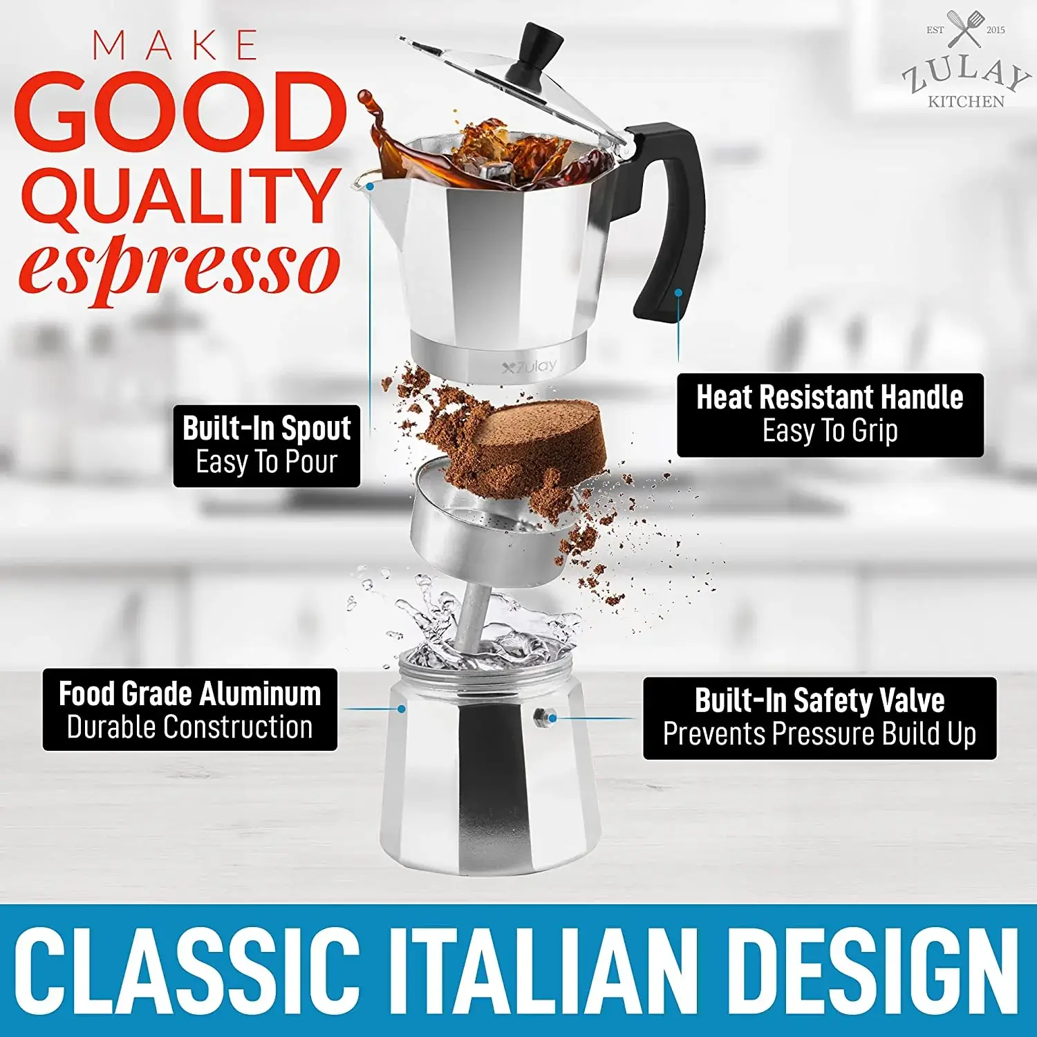 Classic Stovetop Italian Style Espresso Maker 2020 Model