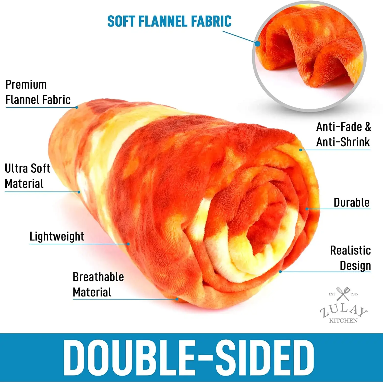 Novelty Premium Soft Flannel Big Pizza Blanket