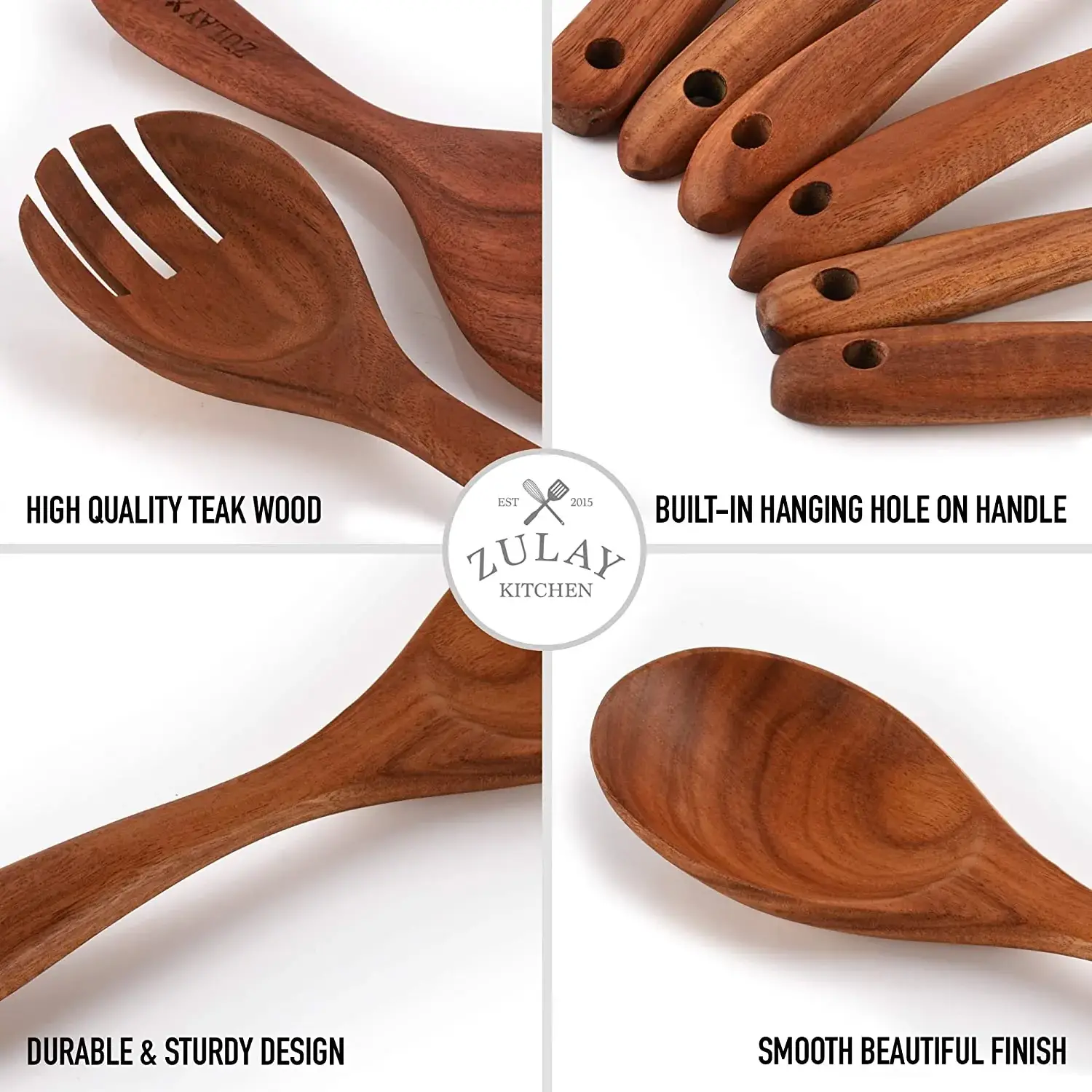 Teak Wooden Cooking Spoons (6 Pc Set)