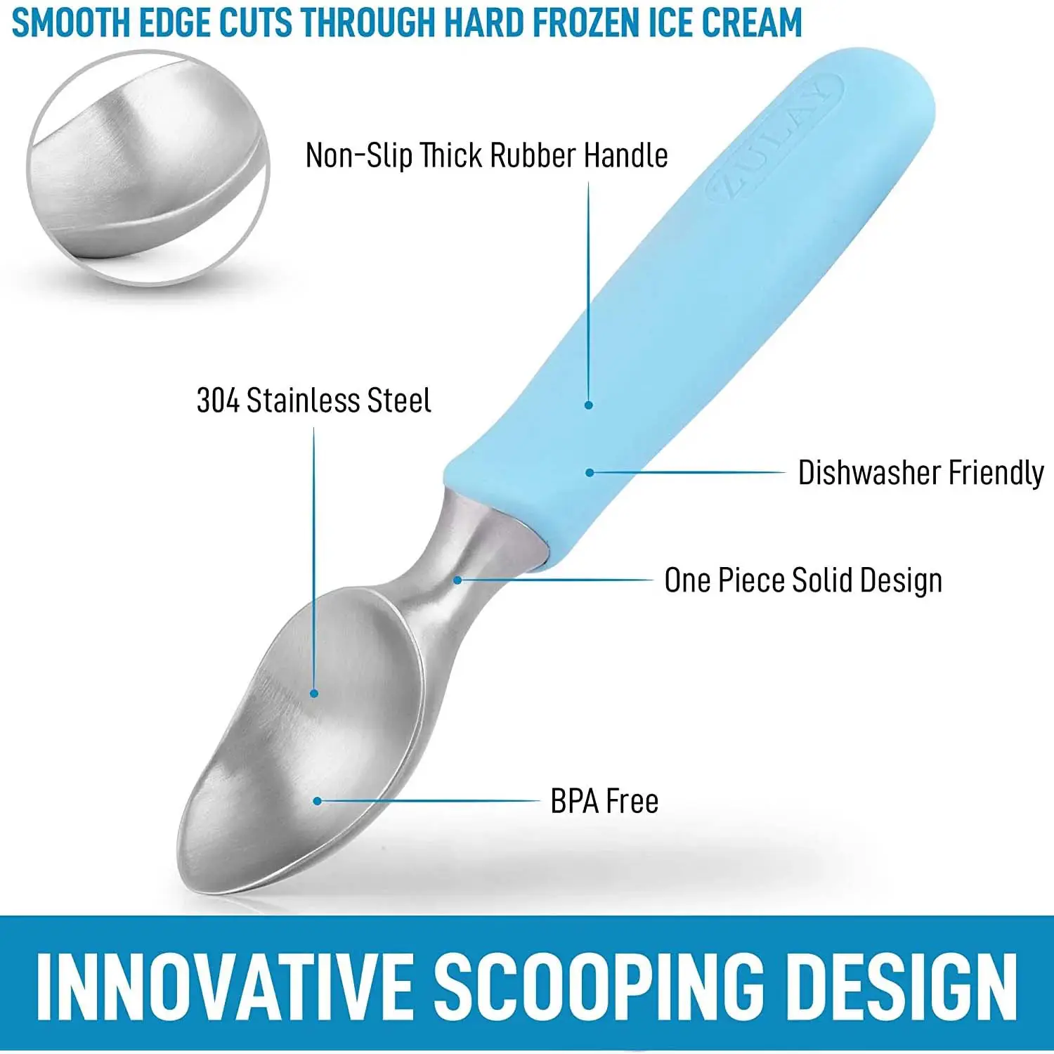 Ice Cream Scoop With Rubber Grip